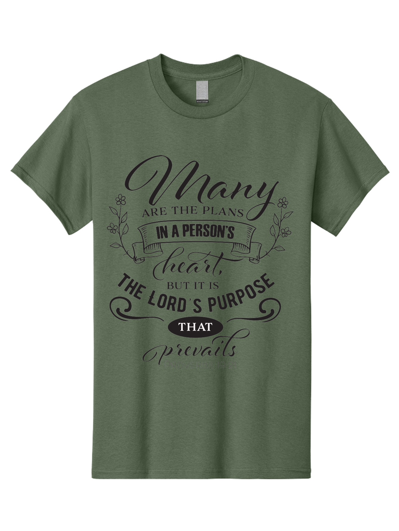 Proverbs-19-21 Men'S Graphic Tee, 100% Cotton, Comfortable Casual Summer Wear, Machine Washable, Inspirational Quote, Bible Verse, Proverbs 19:21, Many Are The Plans, Lord'S Purpose Prevails, Faith-Based Design, Motivational Message, Aad103