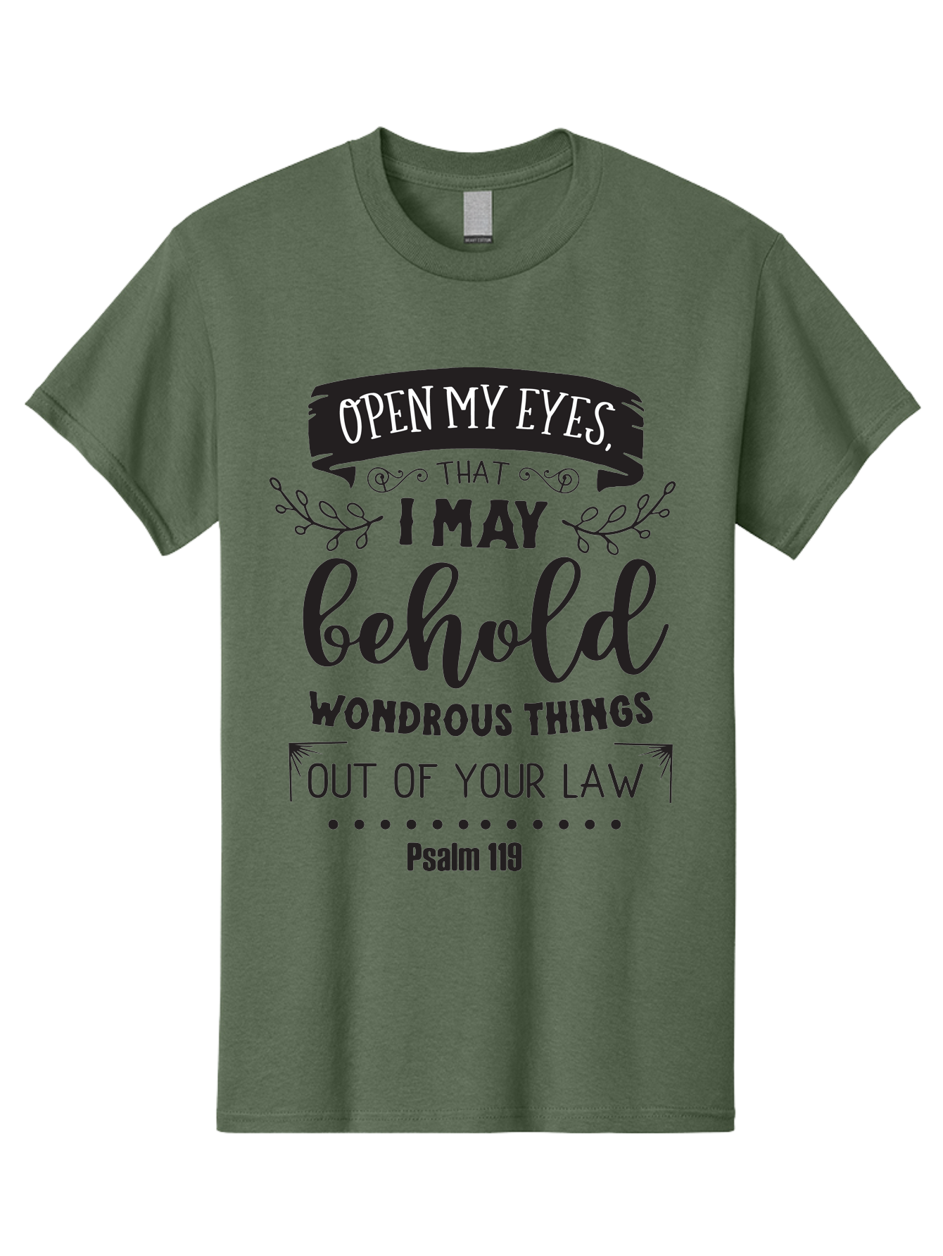 Psalm-119 Men'S Graphic Tee, 100% Cotton, Comfortable Casual Summer Wear, Machine Washable, Inspirational Quote, Psalm 119, Biblical Scripture, Motivational Words, Faith-Based Design, Spiritual Message, Wondrous Things, Divine Guidance, Aad104