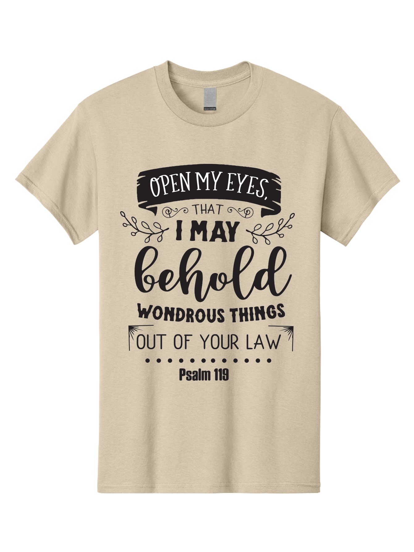 Psalm-119 Men'S Graphic Tee, 100% Cotton, Comfortable Casual Summer Wear, Machine Washable, Inspirational Quote, Psalm 119, Biblical Scripture, Motivational Words, Faith-Based Design, Spiritual Message, Wondrous Things, Divine Guidance, Aad104