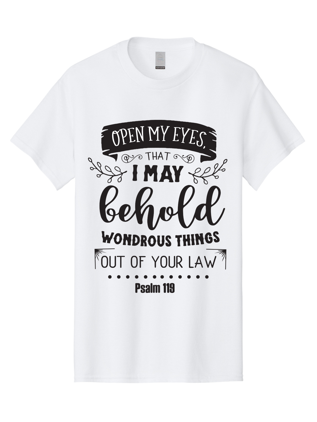 Psalm-119 Men'S Graphic Tee, 100% Cotton, Comfortable Casual Summer Wear, Machine Washable, Inspirational Quote, Psalm 119, Biblical Scripture, Motivational Words, Faith-Based Design, Spiritual Message, Wondrous Things, Divine Guidance, Aad104