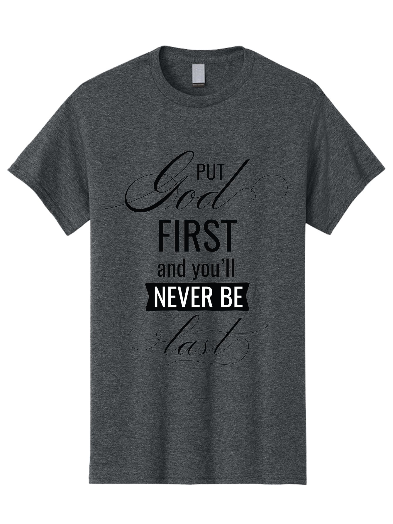 Put-God-First Men'S Graphic Tee, 100% Cotton, Comfortable Casual Summer Wear, Machine Washable, Inspirational Quote, Motivational Words, Faith-Based Message, Put God First, Inspirational Sayings, Motivational Phrases, Spiritual Guidance, Aad110
