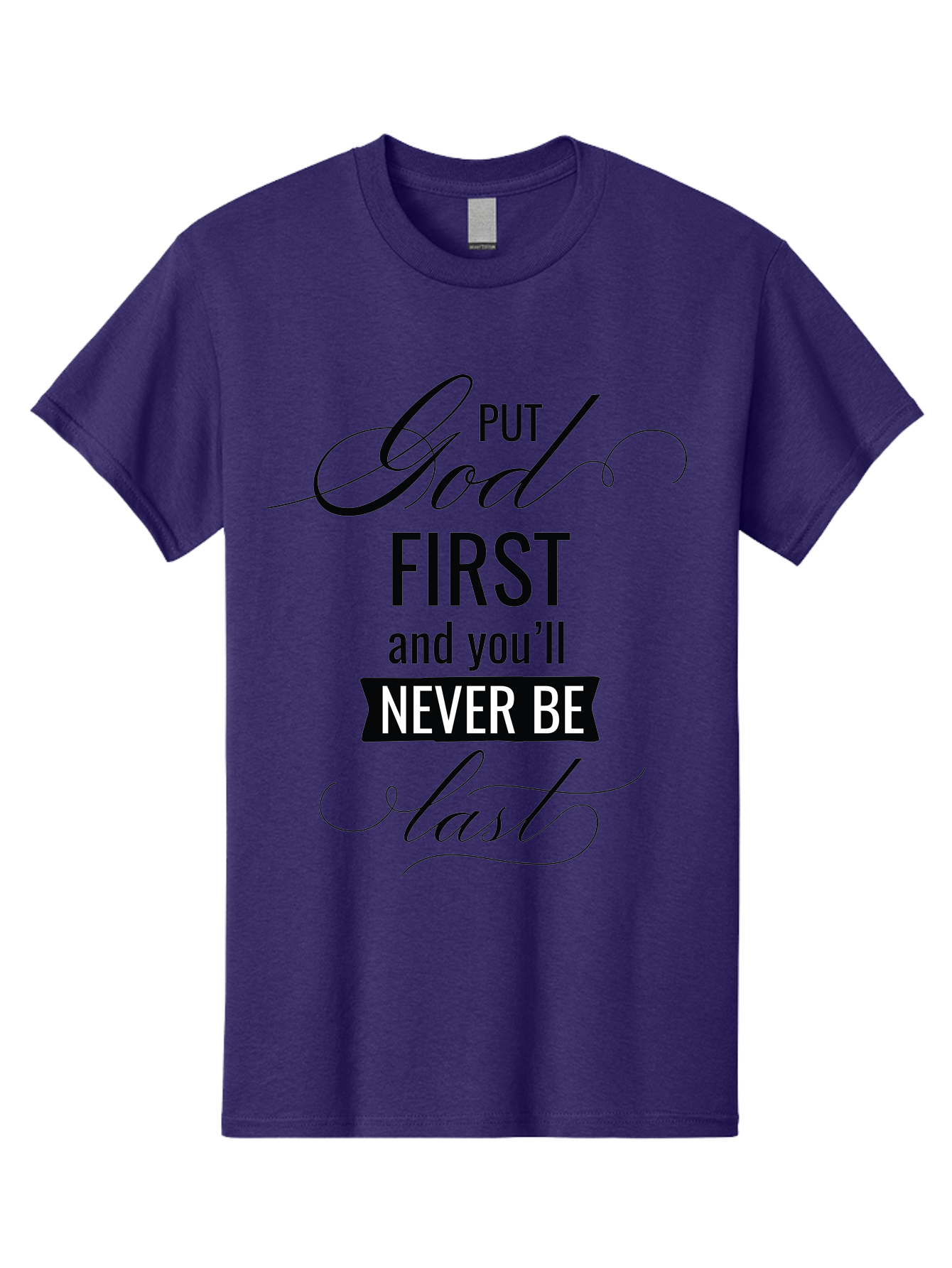Put-God-First Men'S Graphic Tee, 100% Cotton, Comfortable Casual Summer Wear, Machine Washable, Inspirational Quote, Motivational Words, Faith-Based Message, Put God First, Inspirational Sayings, Motivational Phrases, Spiritual Guidance, Aad110