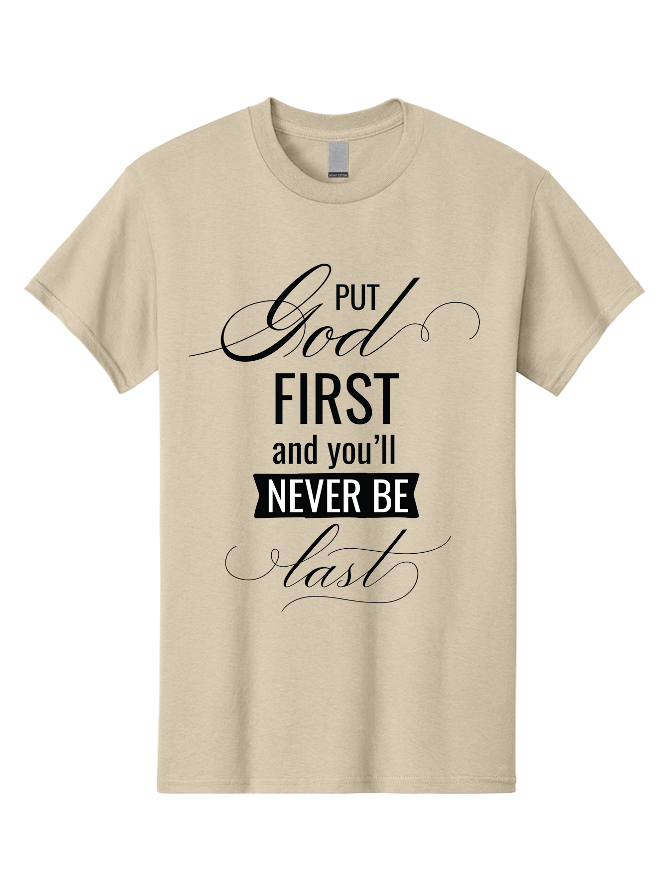 Put-God-First Men'S Graphic Tee, 100% Cotton, Comfortable Casual Summer Wear, Machine Washable, Inspirational Quote, Motivational Words, Faith-Based Message, Put God First, Inspirational Sayings, Motivational Phrases, Spiritual Guidance, Aad110