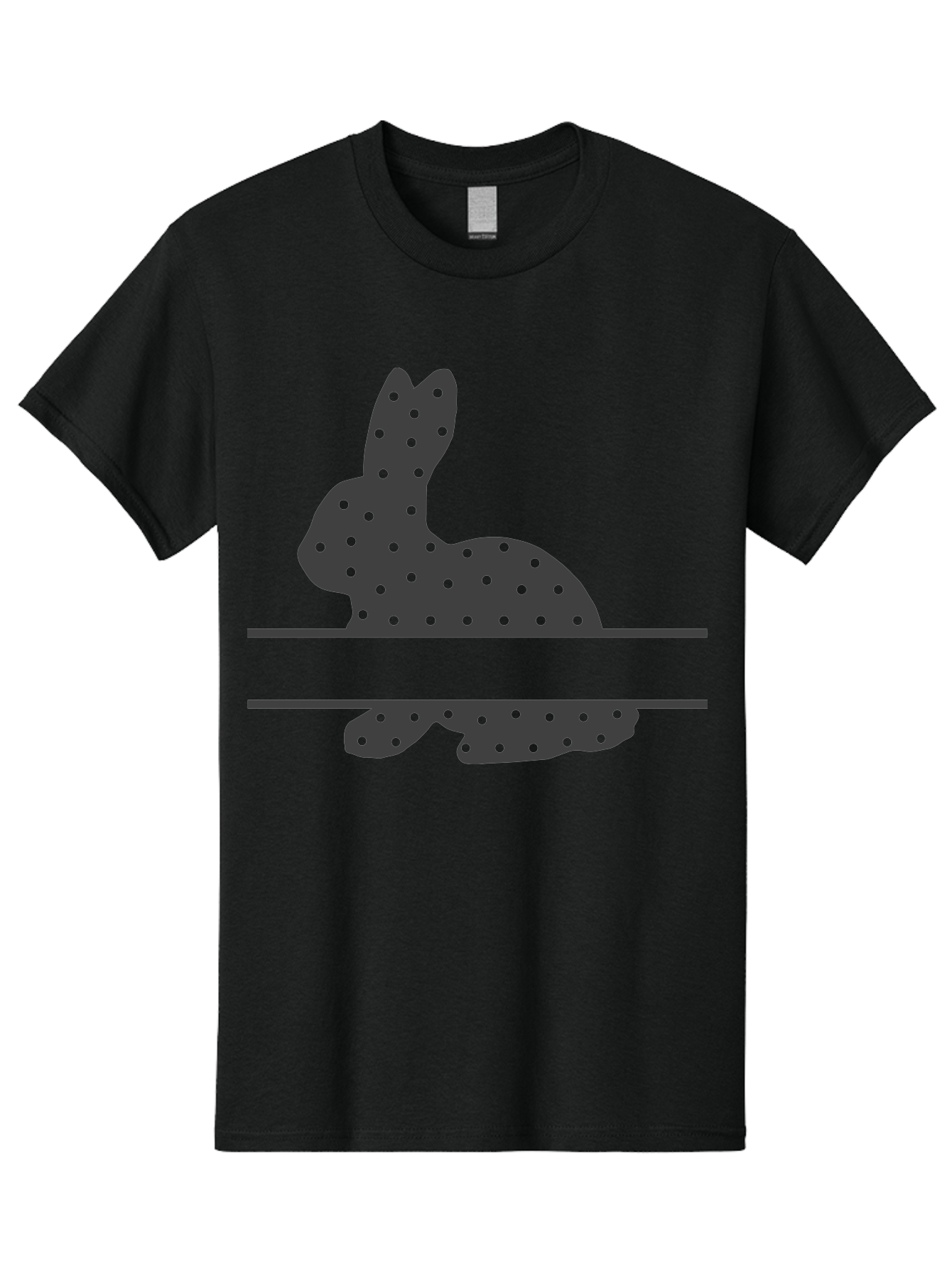 Rabbit-Silhouette-With-Dots Men'S Graphic Tee, 100% Cotton, Comfortable Casual Summer Wear, Machine Washable, Rabbit Silhouette, Black Silhouette, Polka Dot Pattern, Reflection Effect, Mirrored Image, Modern Art, Minimalist Design, Cute Bunny Aad113