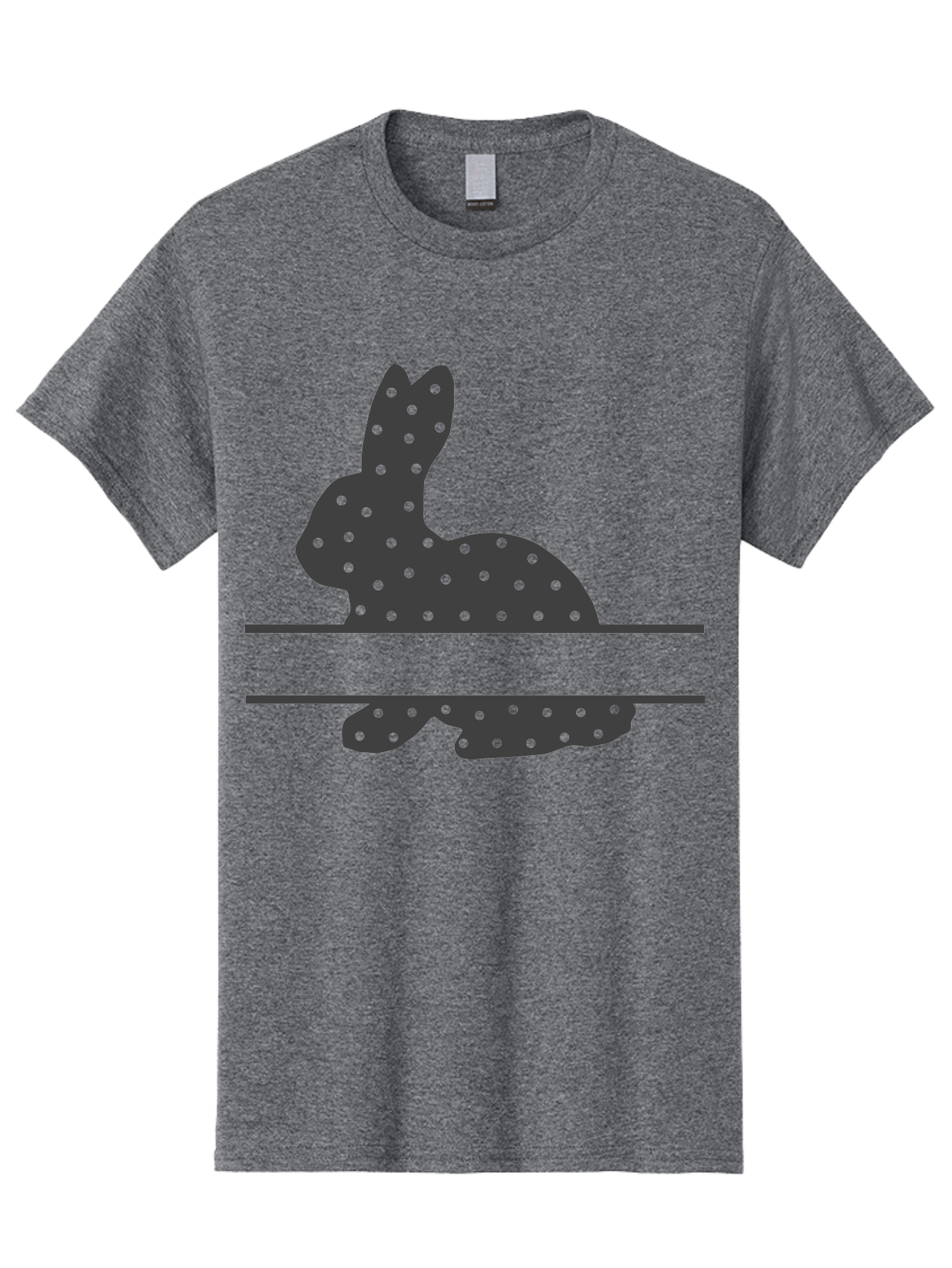 Rabbit-Silhouette-With-Dots Men'S Graphic Tee, 100% Cotton, Comfortable Casual Summer Wear, Machine Washable, Rabbit Silhouette, Black Silhouette, Polka Dot Pattern, Reflection Effect, Mirrored Image, Modern Art, Minimalist Design, Cute Bunny Aad113