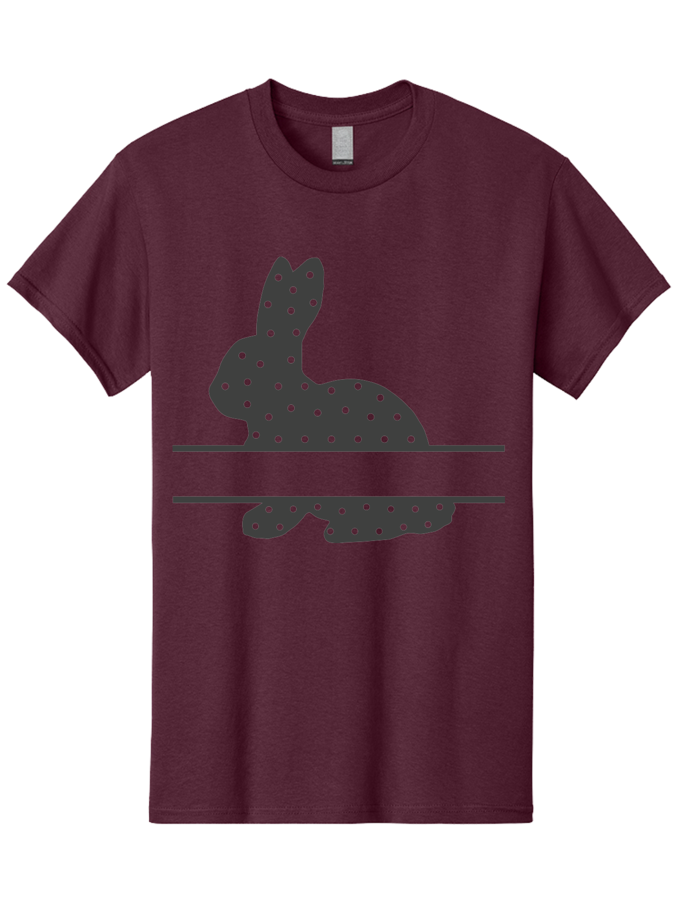 Rabbit-Silhouette-With-Dots Men'S Graphic Tee, 100% Cotton, Comfortable Casual Summer Wear, Machine Washable, Rabbit Silhouette, Black Silhouette, Polka Dot Pattern, Reflection Effect, Mirrored Image, Modern Art, Minimalist Design, Cute Bunny Aad113