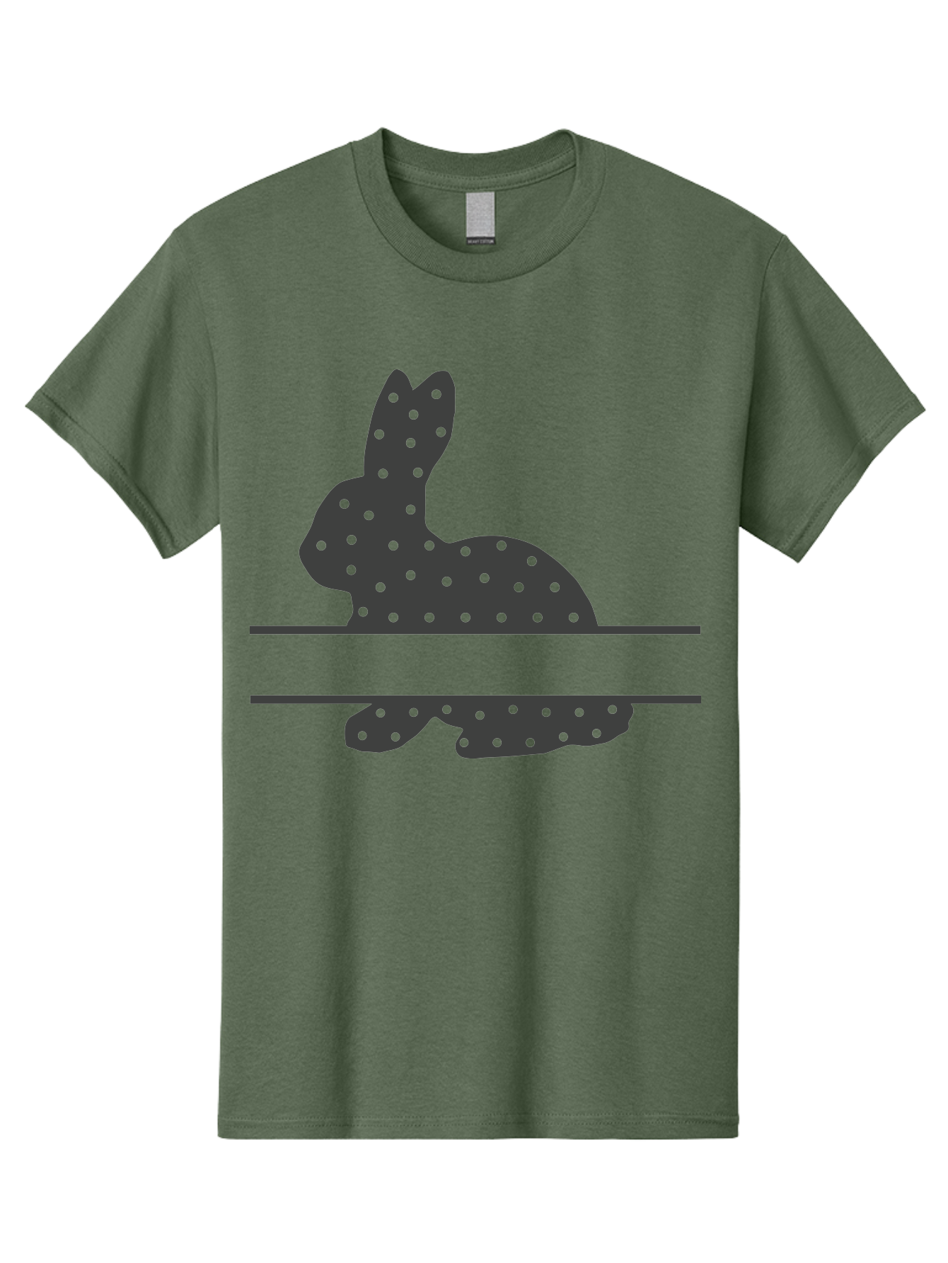 Rabbit-Silhouette-With-Dots Men'S Graphic Tee, 100% Cotton, Comfortable Casual Summer Wear, Machine Washable, Rabbit Silhouette, Black Silhouette, Polka Dot Pattern, Reflection Effect, Mirrored Image, Modern Art, Minimalist Design, Cute Bunny Aad113