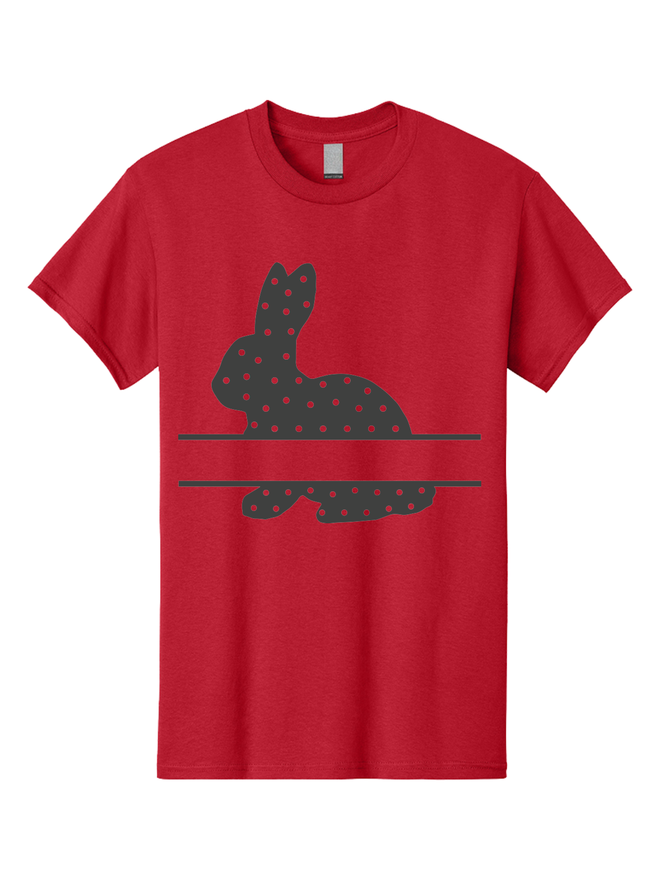 Rabbit-Silhouette-With-Dots Men'S Graphic Tee, 100% Cotton, Comfortable Casual Summer Wear, Machine Washable, Rabbit Silhouette, Black Silhouette, Polka Dot Pattern, Reflection Effect, Mirrored Image, Modern Art, Minimalist Design, Cute Bunny Aad113