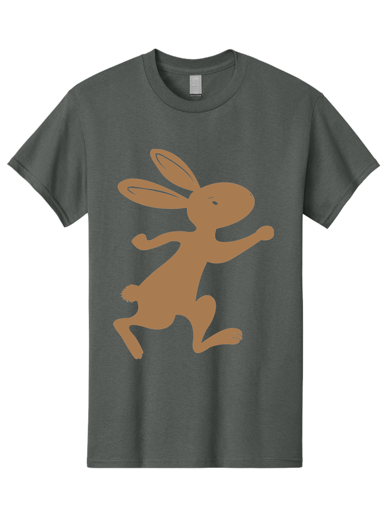 Rabbit Men'S Graphic Tee, 100% Cotton, Comfortable Casual Summer Wear, Machine Washable, Cartoon Rabbit, Jumping Rabbit, Brown Rabbit, Playful Pose, Cute Illustration, Simple Design, Whimsical Art, Cartoon Character, Funny Rabbit Aad115