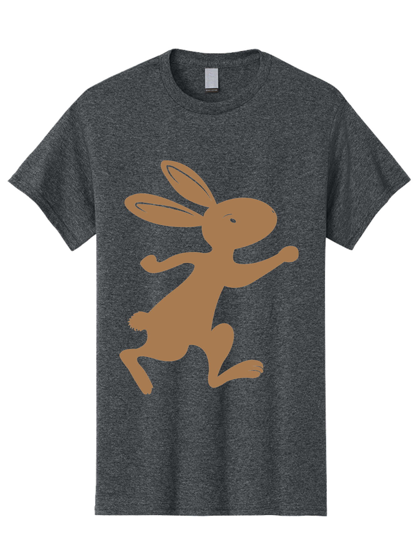 Rabbit Men'S Graphic Tee, 100% Cotton, Comfortable Casual Summer Wear, Machine Washable, Cartoon Rabbit, Jumping Rabbit, Brown Rabbit, Playful Pose, Cute Illustration, Simple Design, Whimsical Art, Cartoon Character, Funny Rabbit Aad115