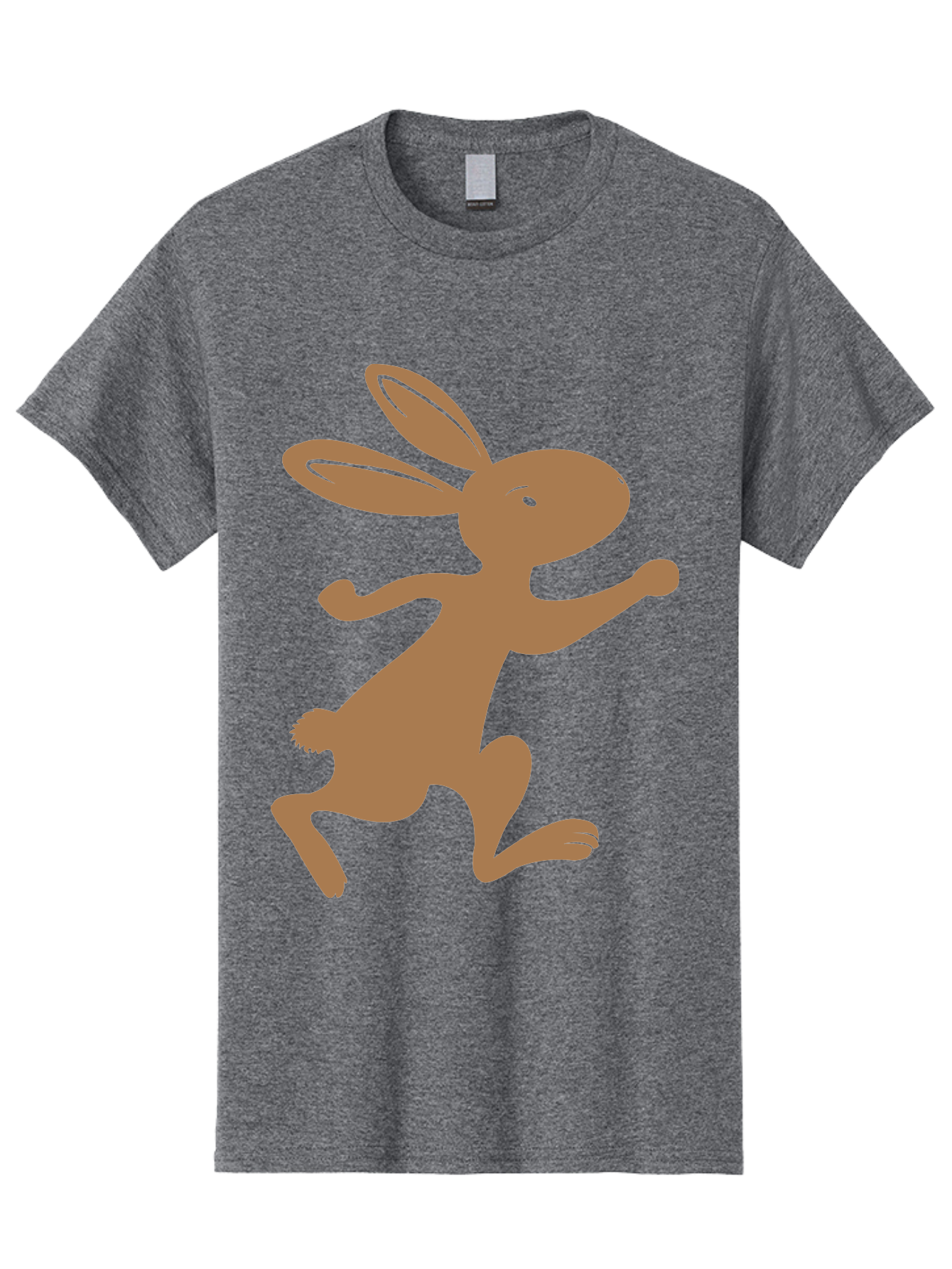 Rabbit Men'S Graphic Tee, 100% Cotton, Comfortable Casual Summer Wear, Machine Washable, Cartoon Rabbit, Jumping Rabbit, Brown Rabbit, Playful Pose, Cute Illustration, Simple Design, Whimsical Art, Cartoon Character, Funny Rabbit Aad115
