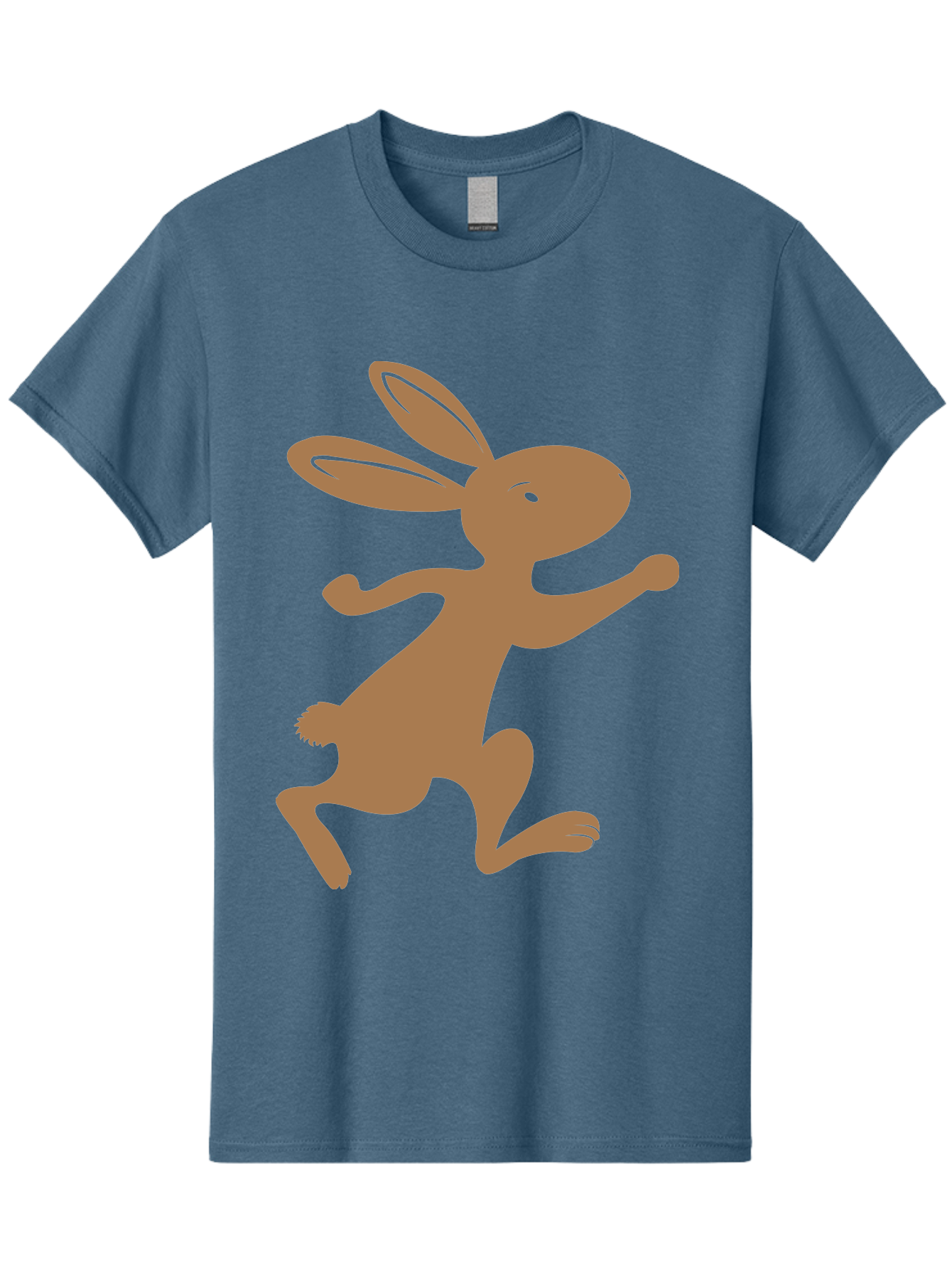 Rabbit Men'S Graphic Tee, 100% Cotton, Comfortable Casual Summer Wear, Machine Washable, Cartoon Rabbit, Jumping Rabbit, Brown Rabbit, Playful Pose, Cute Illustration, Simple Design, Whimsical Art, Cartoon Character, Funny Rabbit Aad115