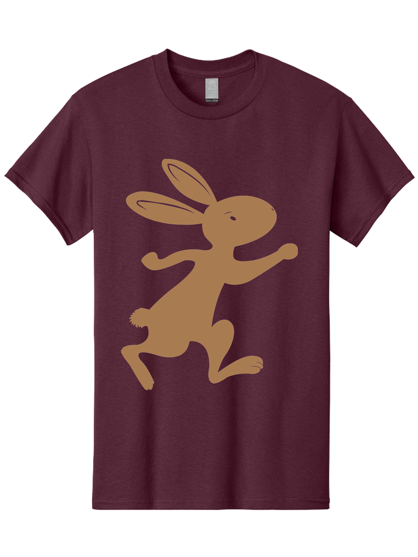 Rabbit Men'S Graphic Tee, 100% Cotton, Comfortable Casual Summer Wear, Machine Washable, Cartoon Rabbit, Jumping Rabbit, Brown Rabbit, Playful Pose, Cute Illustration, Simple Design, Whimsical Art, Cartoon Character, Funny Rabbit Aad115