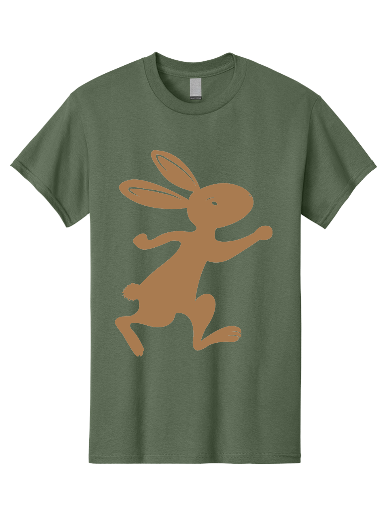 Rabbit Men'S Graphic Tee, 100% Cotton, Comfortable Casual Summer Wear, Machine Washable, Cartoon Rabbit, Jumping Rabbit, Brown Rabbit, Playful Pose, Cute Illustration, Simple Design, Whimsical Art, Cartoon Character, Funny Rabbit Aad115
