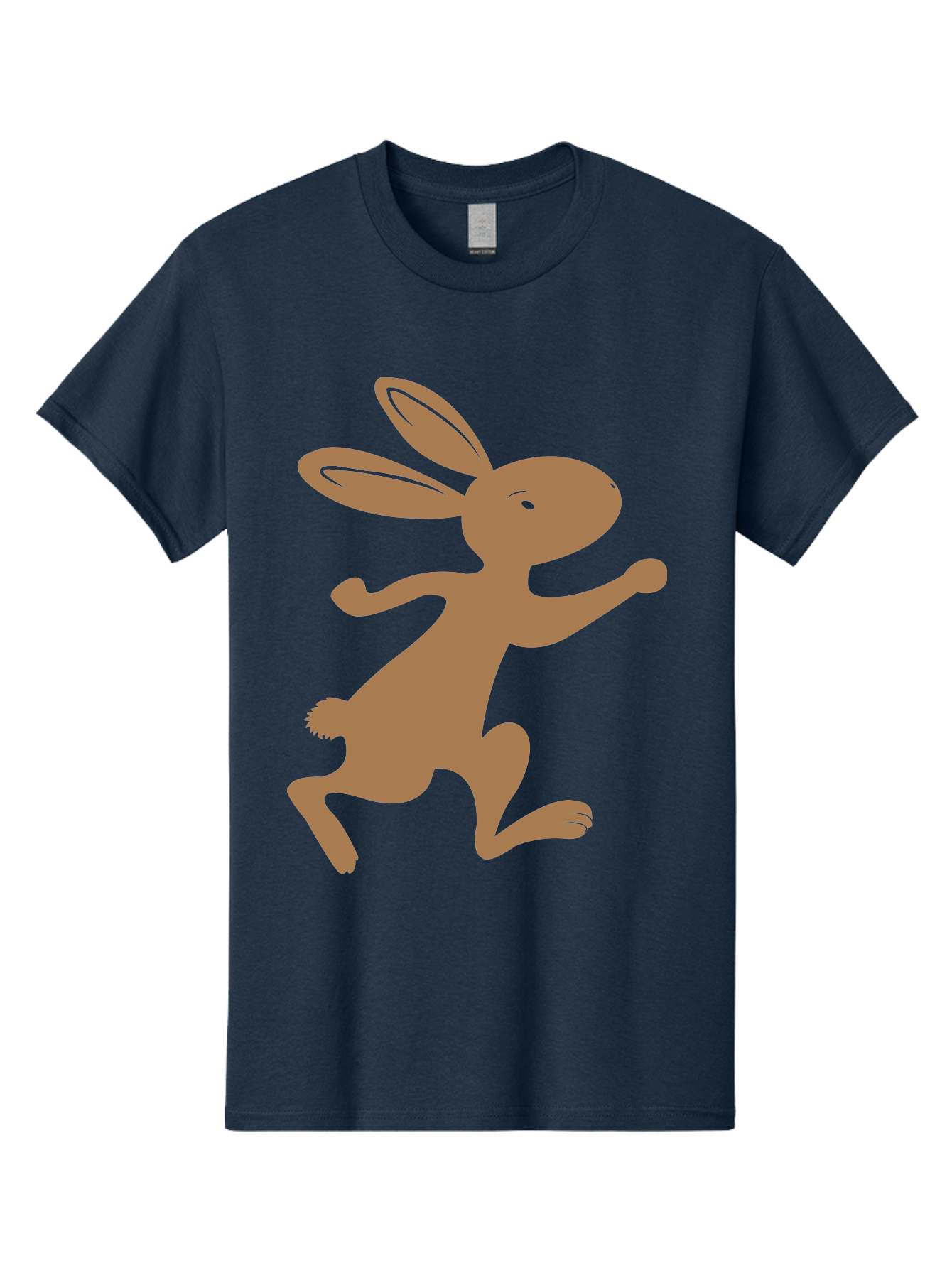 Rabbit Men'S Graphic Tee, 100% Cotton, Comfortable Casual Summer Wear, Machine Washable, Cartoon Rabbit, Jumping Rabbit, Brown Rabbit, Playful Pose, Cute Illustration, Simple Design, Whimsical Art, Cartoon Character, Funny Rabbit Aad115