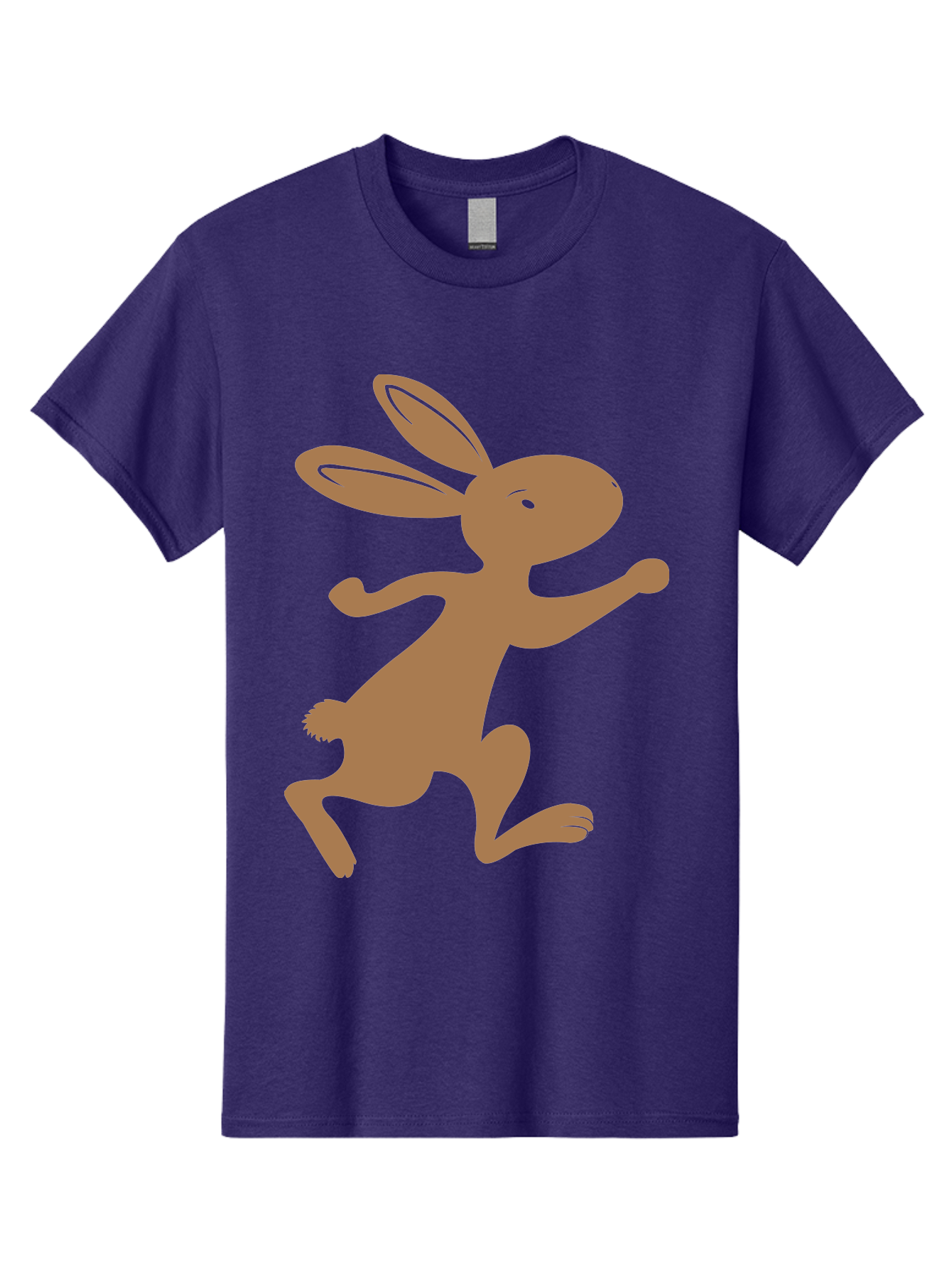 Rabbit Men'S Graphic Tee, 100% Cotton, Comfortable Casual Summer Wear, Machine Washable, Cartoon Rabbit, Jumping Rabbit, Brown Rabbit, Playful Pose, Cute Illustration, Simple Design, Whimsical Art, Cartoon Character, Funny Rabbit Aad115