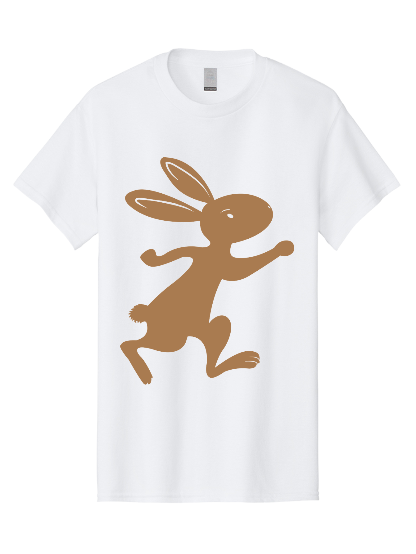 Rabbit Men'S Graphic Tee, 100% Cotton, Comfortable Casual Summer Wear, Machine Washable, Cartoon Rabbit, Jumping Rabbit, Brown Rabbit, Playful Pose, Cute Illustration, Simple Design, Whimsical Art, Cartoon Character, Funny Rabbit Aad115