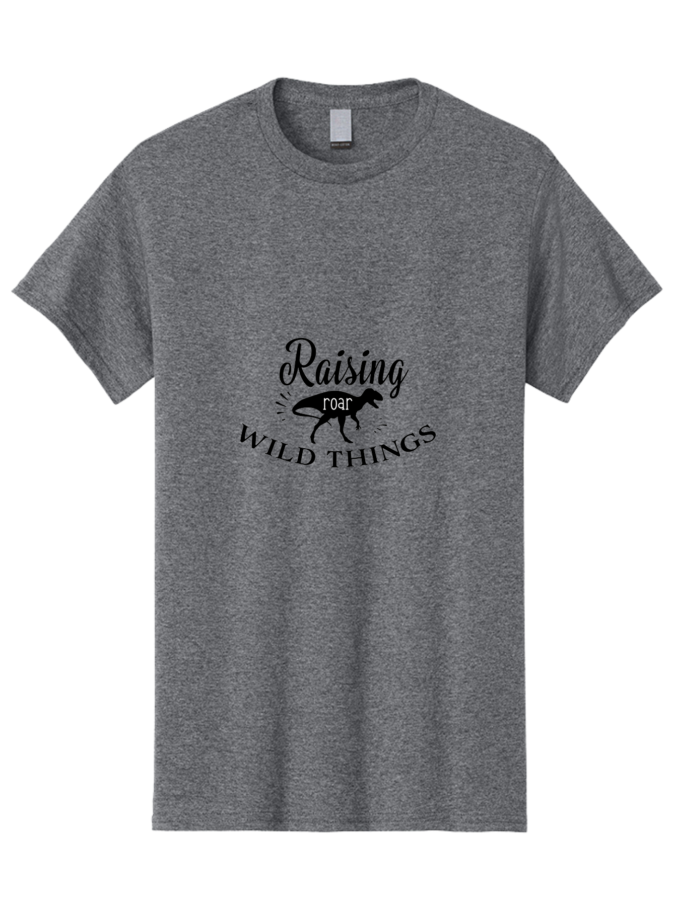 Raising-Wild-Things Men'S Graphic Tee, 100% Cotton, Comfortable Casual Summer Wear, Machine Washable, Raising Wild Things, Dinosaur Roar, T-Shirt Design, Funny Quote, Witty Phrase, Parenting Humor, Wild Child, Dino Love, Prehistoric Fun Aad116
