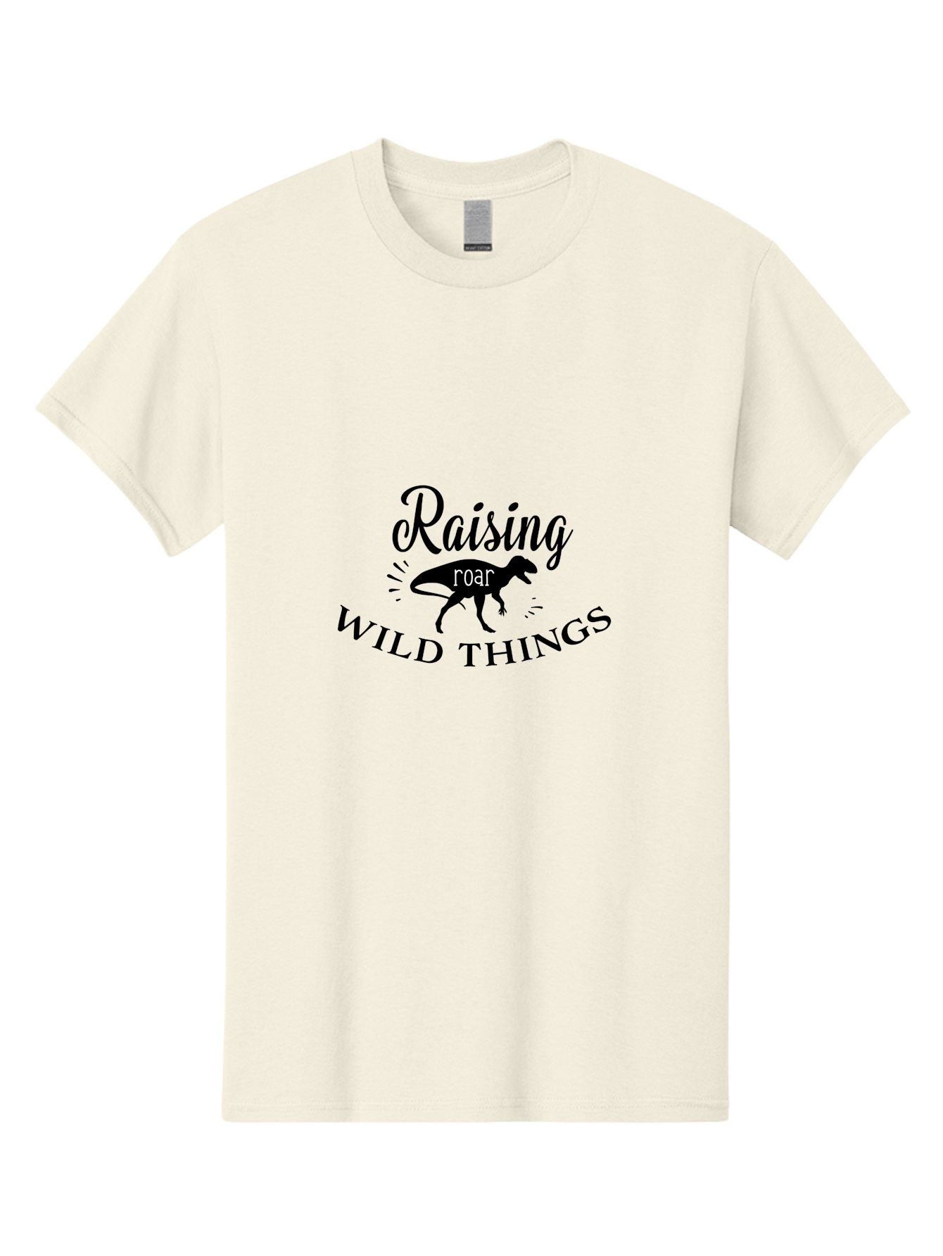 Raising-Wild-Things Men'S Graphic Tee, 100% Cotton, Comfortable Casual Summer Wear, Machine Washable, Raising Wild Things, Dinosaur Roar, T-Shirt Design, Funny Quote, Witty Phrase, Parenting Humor, Wild Child, Dino Love, Prehistoric Fun Aad116
