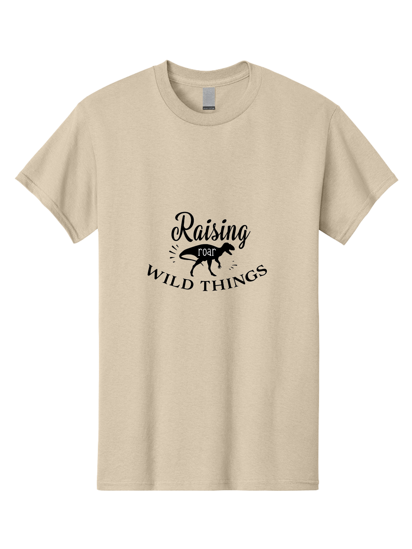 Raising-Wild-Things Men'S Graphic Tee, 100% Cotton, Comfortable Casual Summer Wear, Machine Washable, Raising Wild Things, Dinosaur Roar, T-Shirt Design, Funny Quote, Witty Phrase, Parenting Humor, Wild Child, Dino Love, Prehistoric Fun Aad116
