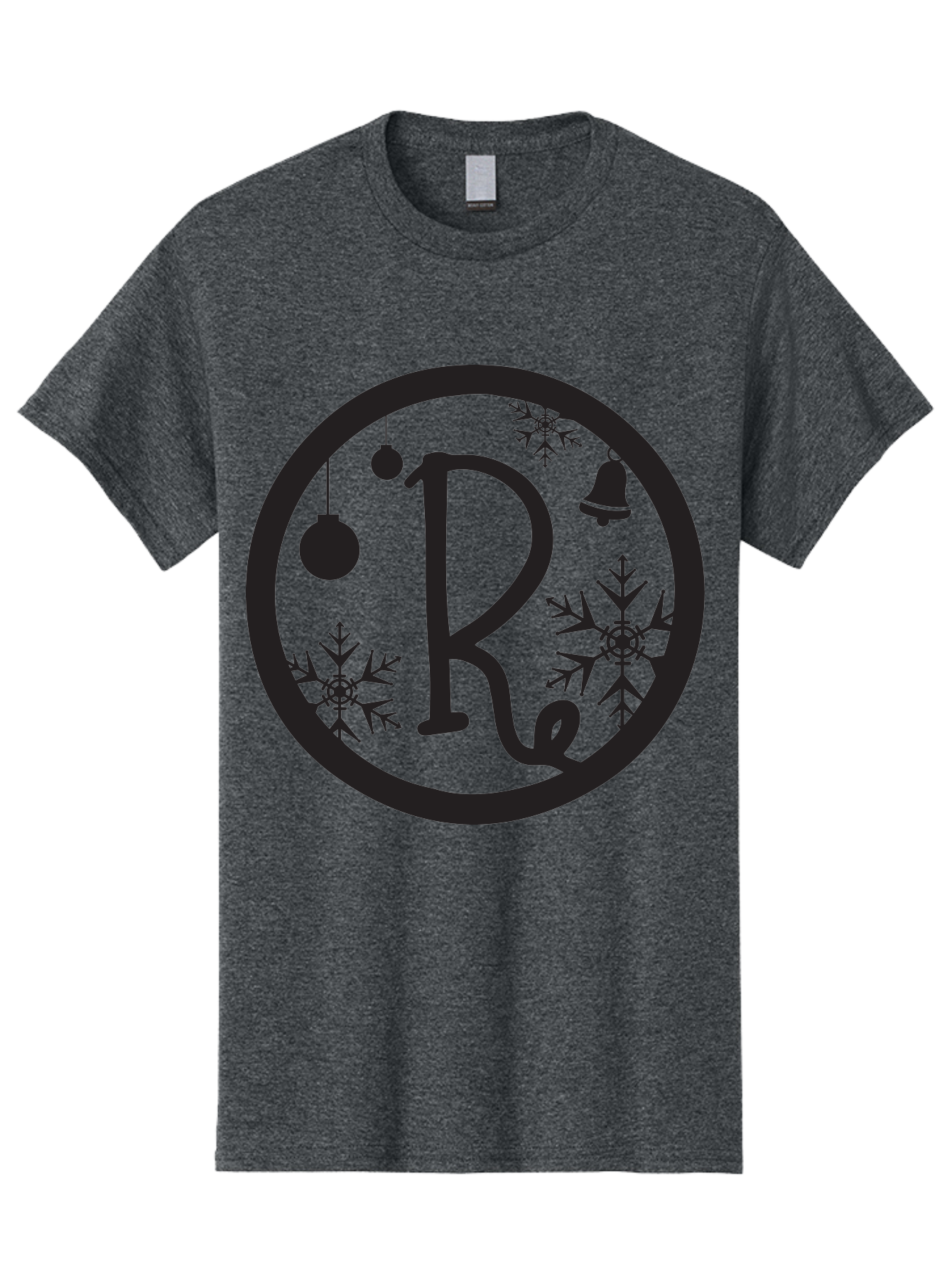 Re Men'S Graphic Tee, 100% Cotton, Comfortable Casual Summer Wear, Machine Washable, Black Logo, Christmas Decorations, Snowflakes, Hanging Ornaments, Festive Bell, Winter Wonderland, Holiday Theme, Circular Design Aad117