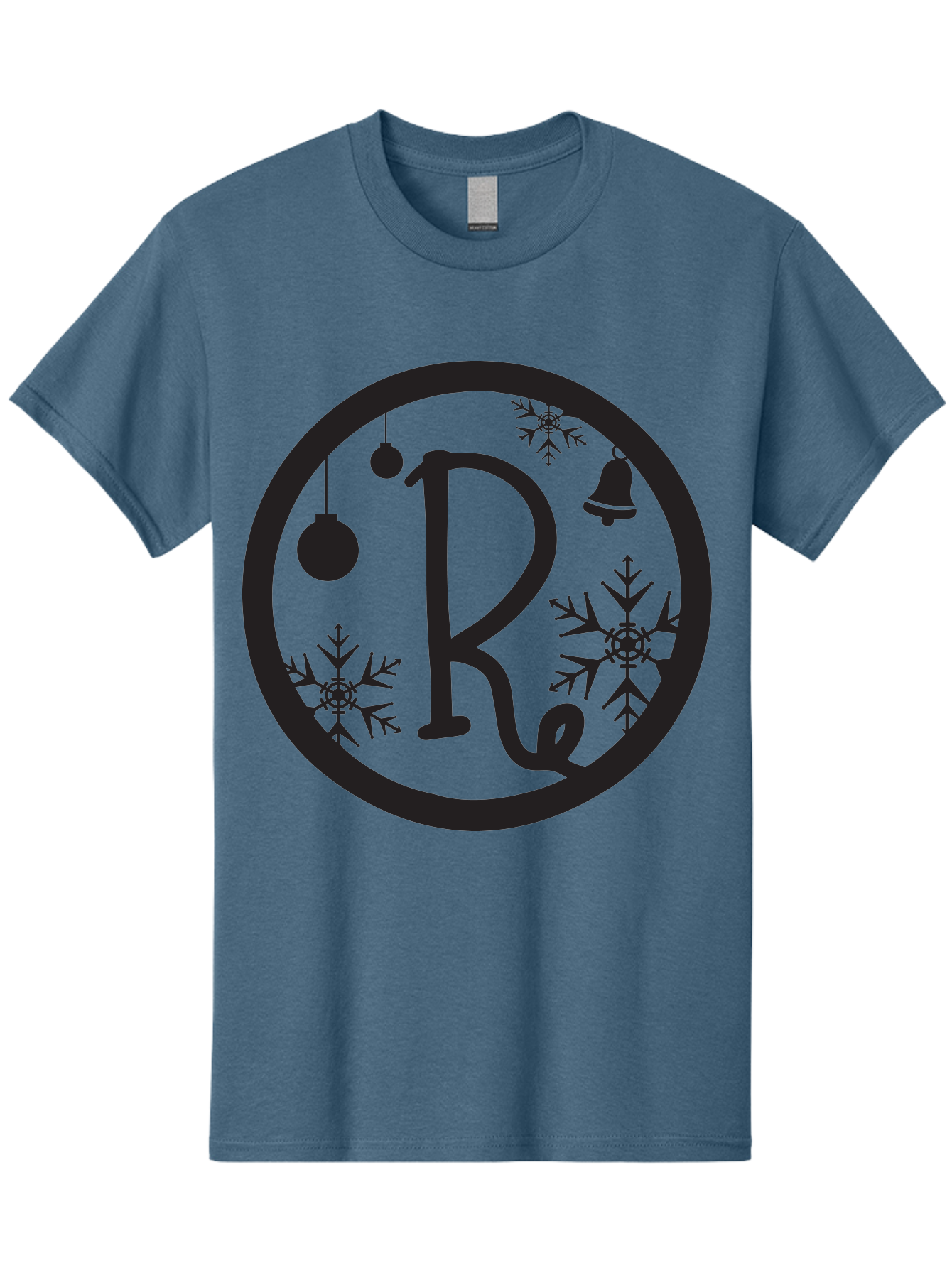 Re Men'S Graphic Tee, 100% Cotton, Comfortable Casual Summer Wear, Machine Washable, Black Logo, Christmas Decorations, Snowflakes, Hanging Ornaments, Festive Bell, Winter Wonderland, Holiday Theme, Circular Design Aad117