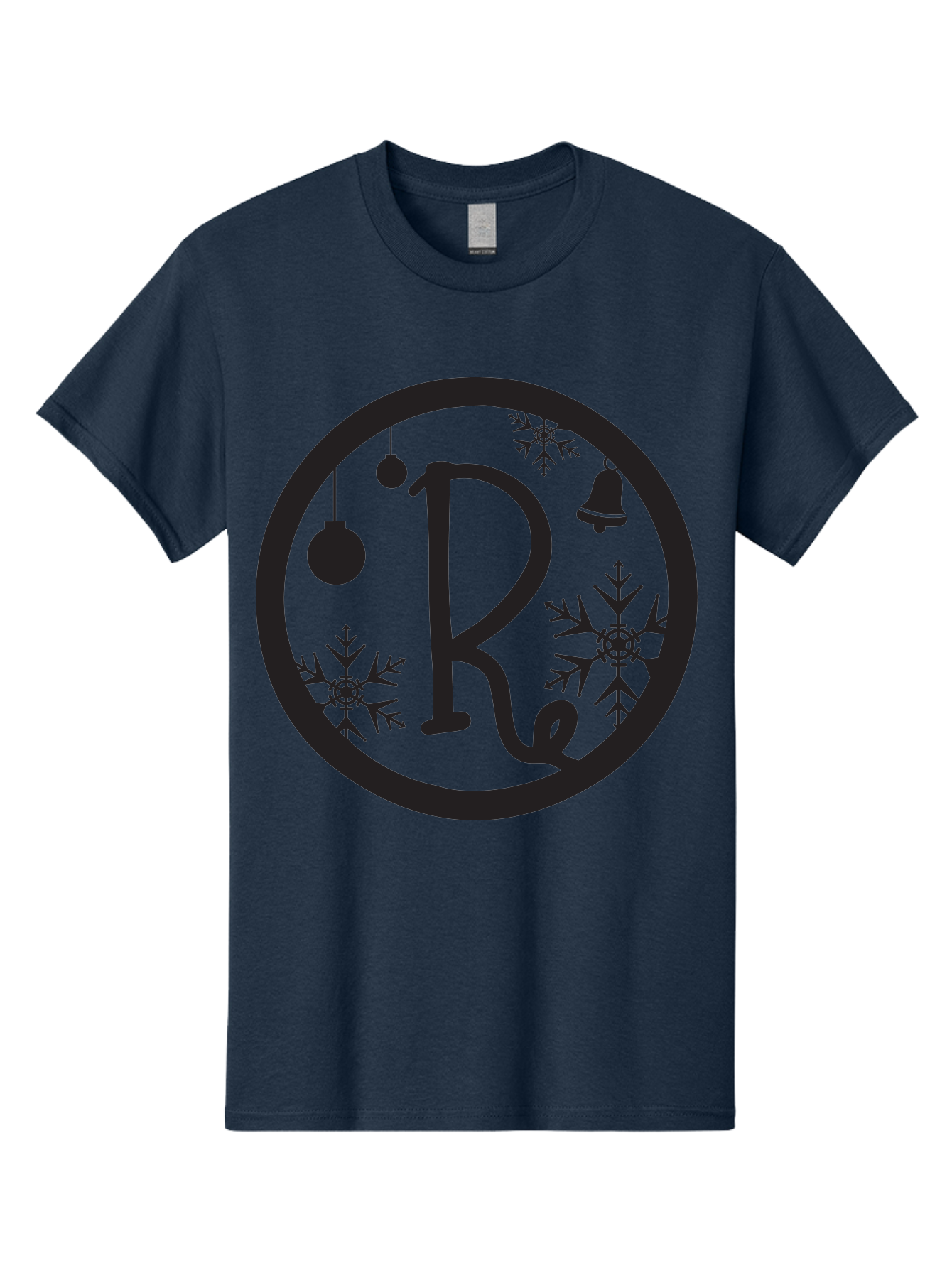 Re Men'S Graphic Tee, 100% Cotton, Comfortable Casual Summer Wear, Machine Washable, Black Logo, Christmas Decorations, Snowflakes, Hanging Ornaments, Festive Bell, Winter Wonderland, Holiday Theme, Circular Design Aad117