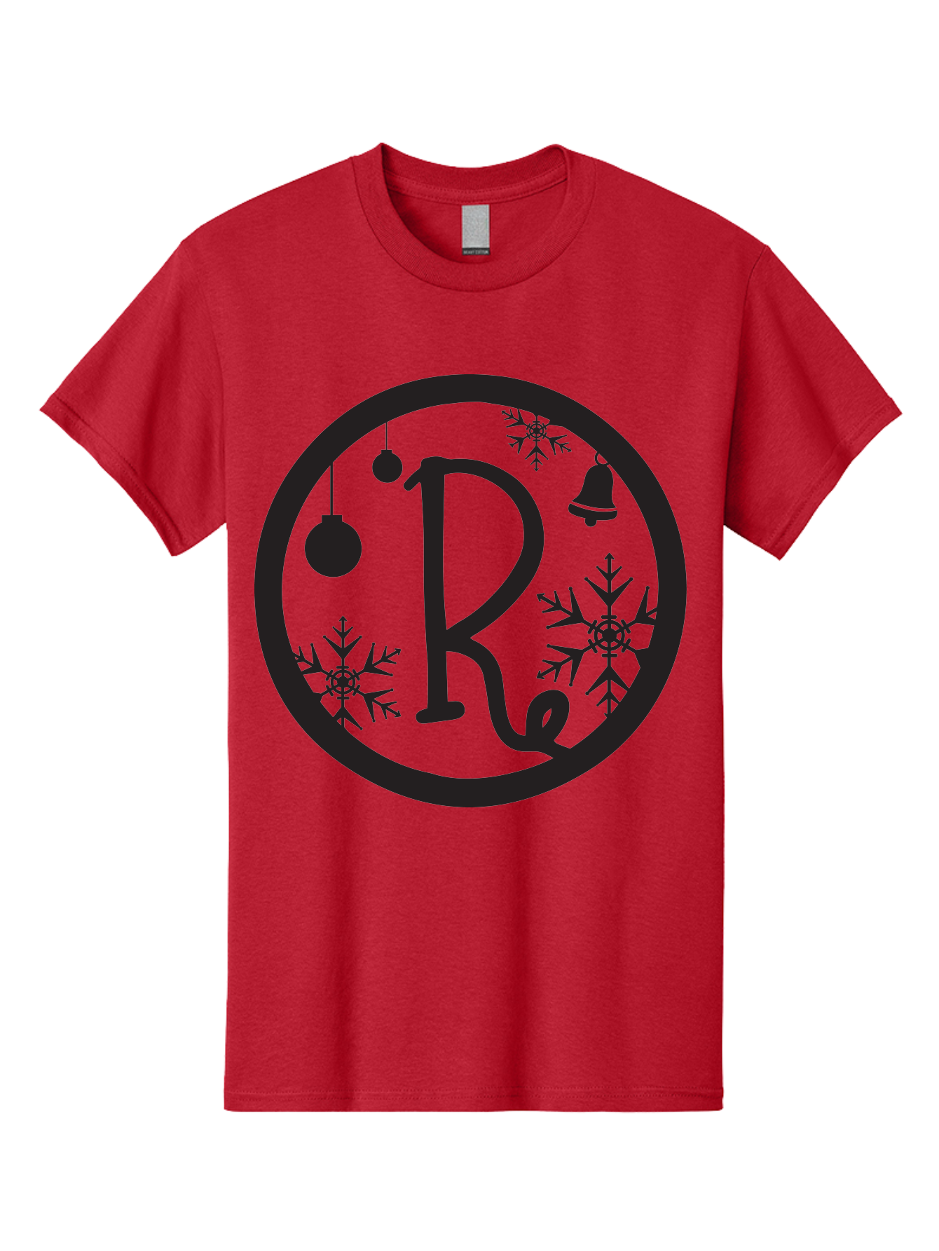Re Men'S Graphic Tee, 100% Cotton, Comfortable Casual Summer Wear, Machine Washable, Black Logo, Christmas Decorations, Snowflakes, Hanging Ornaments, Festive Bell, Winter Wonderland, Holiday Theme, Circular Design Aad117