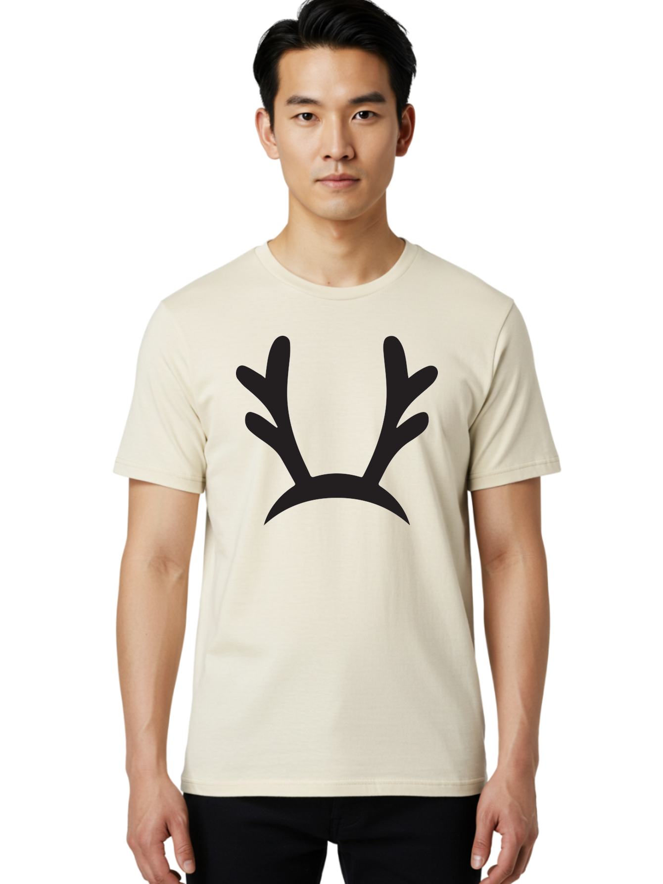 Reindeer-Antlers Men'S Graphic Tee, 100% Cotton, Comfortable Casual Summer Wear, Machine Washable, Reindeer Antlers, Festive Accessories, Holiday Decorations, Christmas Attire, Party Props, Novelty Headbands, Antler Headband Aad121