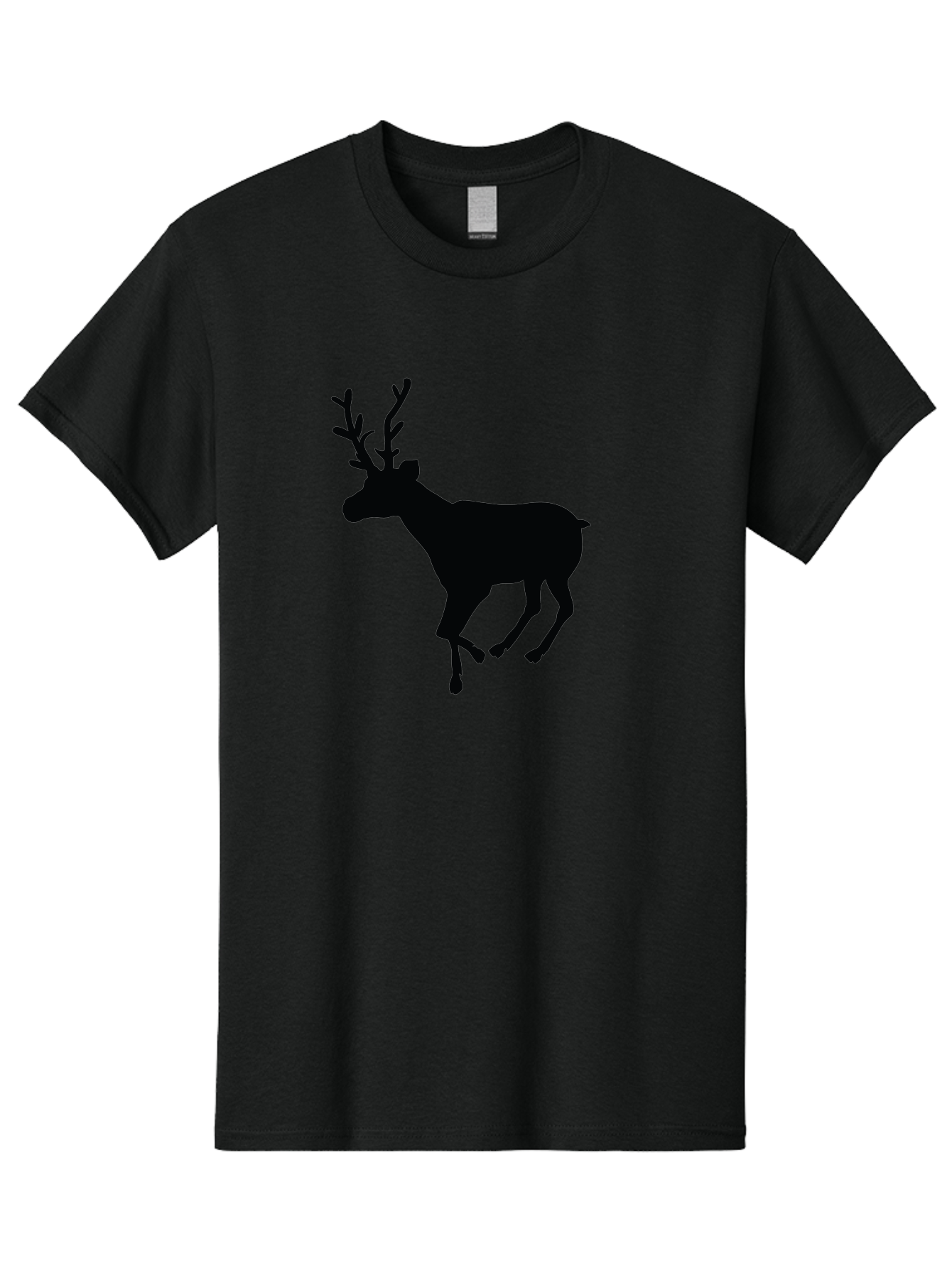 Reindeer-Silhouette Men'S Graphic Tee, 100% Cotton, Comfortable Casual Summer Wear, Machine Washable, Reindeer Silhouette, Deer Running, Antlered Animal, Wildlife Graphic, Festive Design, Winter Symbol, Holiday Icon, Minimalist Art Aad123
