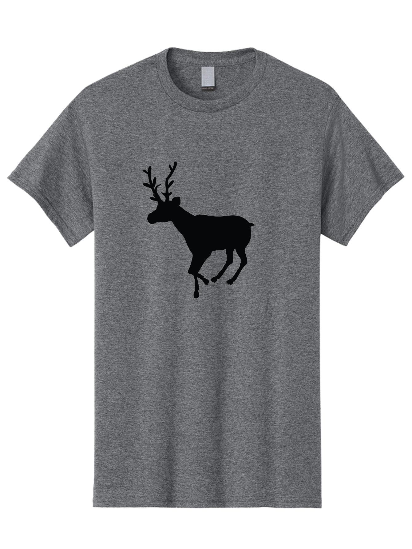 Reindeer-Silhouette Men'S Graphic Tee, 100% Cotton, Comfortable Casual Summer Wear, Machine Washable, Reindeer Silhouette, Deer Running, Antlered Animal, Wildlife Graphic, Festive Design, Winter Symbol, Holiday Icon, Minimalist Art Aad123