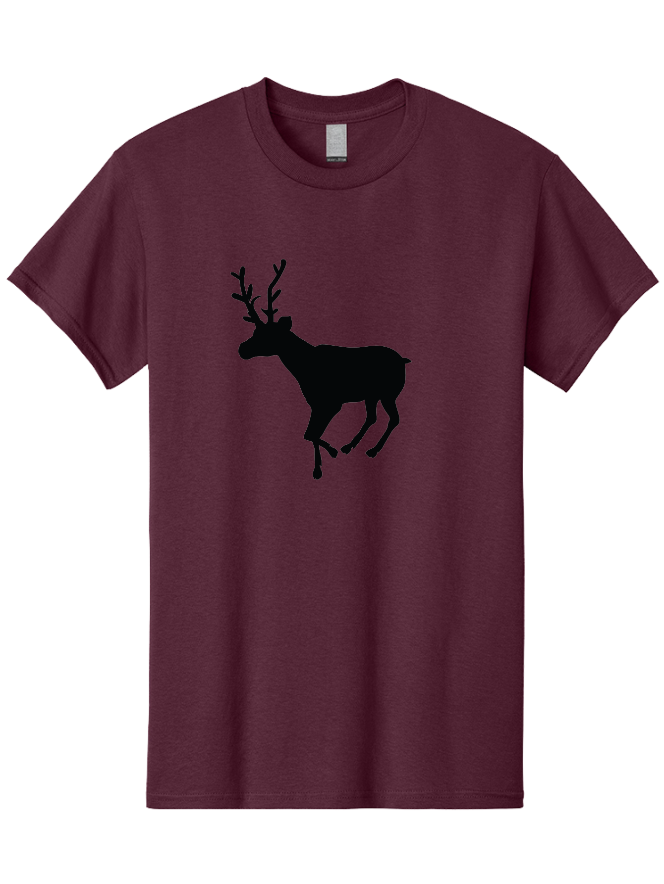 Reindeer-Silhouette Men'S Graphic Tee, 100% Cotton, Comfortable Casual Summer Wear, Machine Washable, Reindeer Silhouette, Deer Running, Antlered Animal, Wildlife Graphic, Festive Design, Winter Symbol, Holiday Icon, Minimalist Art Aad123