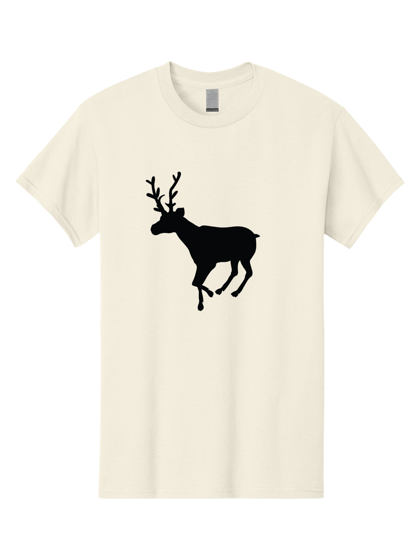 Reindeer-Silhouette Men'S Graphic Tee, 100% Cotton, Comfortable Casual Summer Wear, Machine Washable, Reindeer Silhouette, Deer Running, Antlered Animal, Wildlife Graphic, Festive Design, Winter Symbol, Holiday Icon, Minimalist Art Aad123