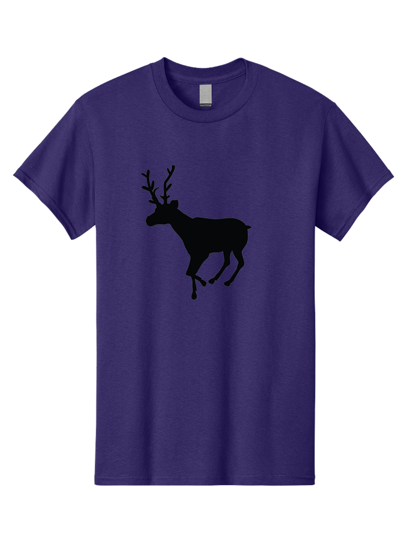 Reindeer-Silhouette Men'S Graphic Tee, 100% Cotton, Comfortable Casual Summer Wear, Machine Washable, Reindeer Silhouette, Deer Running, Antlered Animal, Wildlife Graphic, Festive Design, Winter Symbol, Holiday Icon, Minimalist Art Aad123