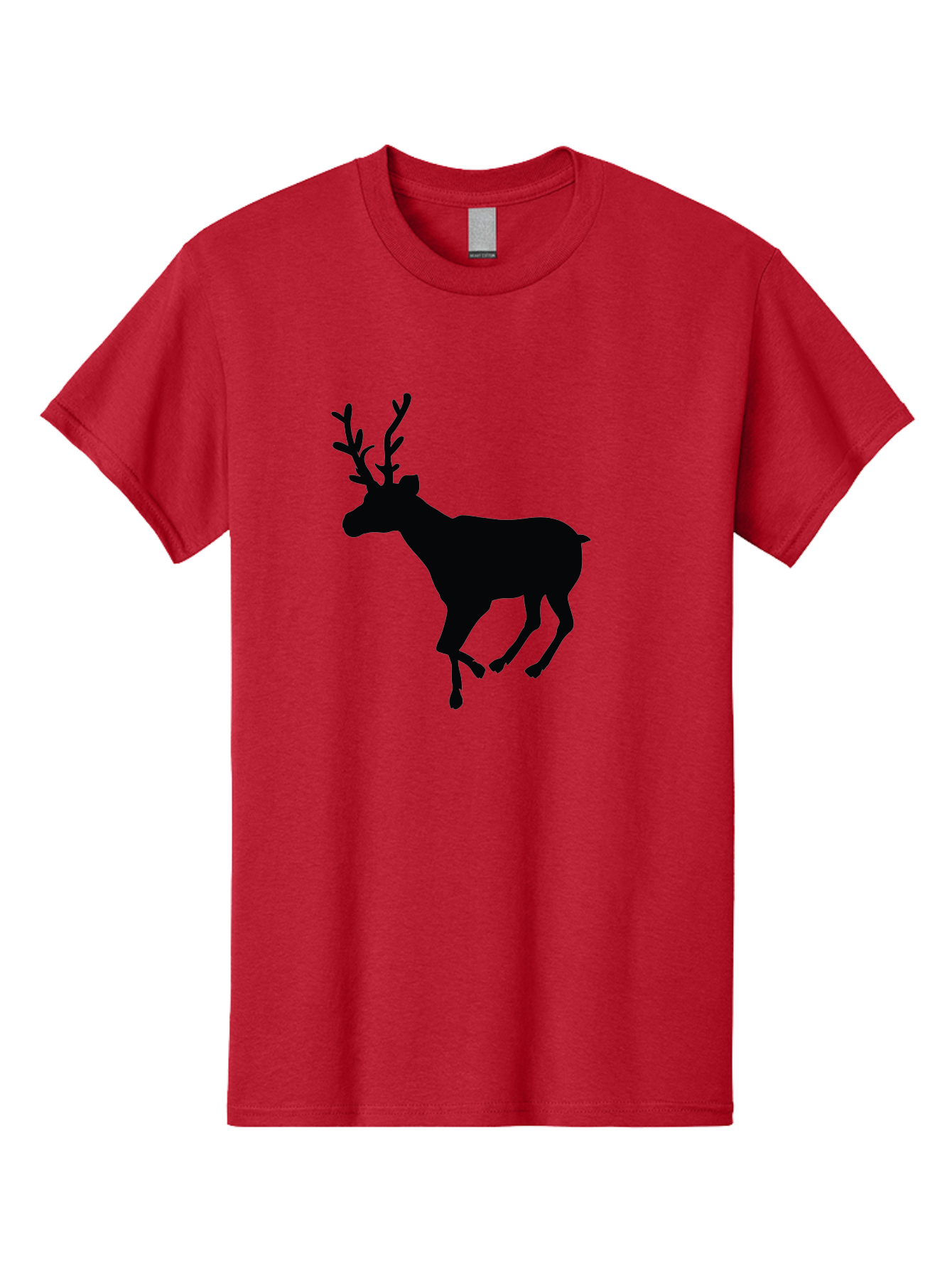 Reindeer-Silhouette Men'S Graphic Tee, 100% Cotton, Comfortable Casual Summer Wear, Machine Washable, Reindeer Silhouette, Deer Running, Antlered Animal, Wildlife Graphic, Festive Design, Winter Symbol, Holiday Icon, Minimalist Art Aad123