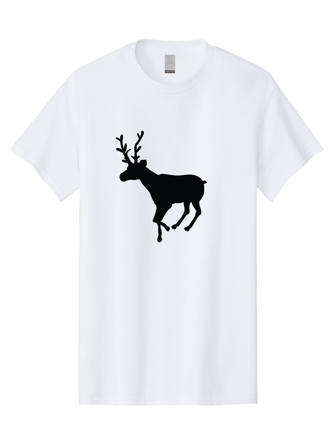 Reindeer-Silhouette Men'S Graphic Tee, 100% Cotton, Comfortable Casual Summer Wear, Machine Washable, Reindeer Silhouette, Deer Running, Antlered Animal, Wildlife Graphic, Festive Design, Winter Symbol, Holiday Icon, Minimalist Art Aad123