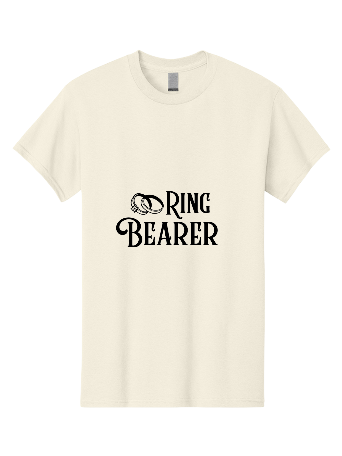 Ring-Bearer Men'S Graphic Tee, 100% Cotton, Comfortable Casual Summer Wear, Machine Washable, Lord Of The Rings Inspired Logo, Ring Bearer Text, Fantasy Font, Ornate Ring Design, Black Lettering, Elegant Typography, Wedding Signage, Aad126