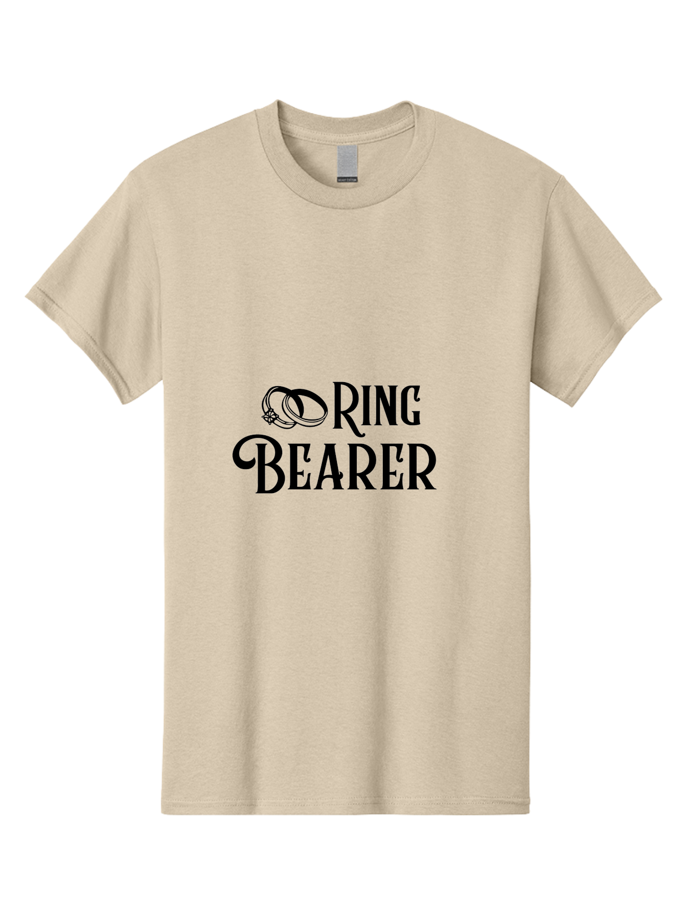 Ring-Bearer Men'S Graphic Tee, 100% Cotton, Comfortable Casual Summer Wear, Machine Washable, Lord Of The Rings Inspired Logo, Ring Bearer Text, Fantasy Font, Ornate Ring Design, Black Lettering, Elegant Typography, Wedding Signage, Aad126