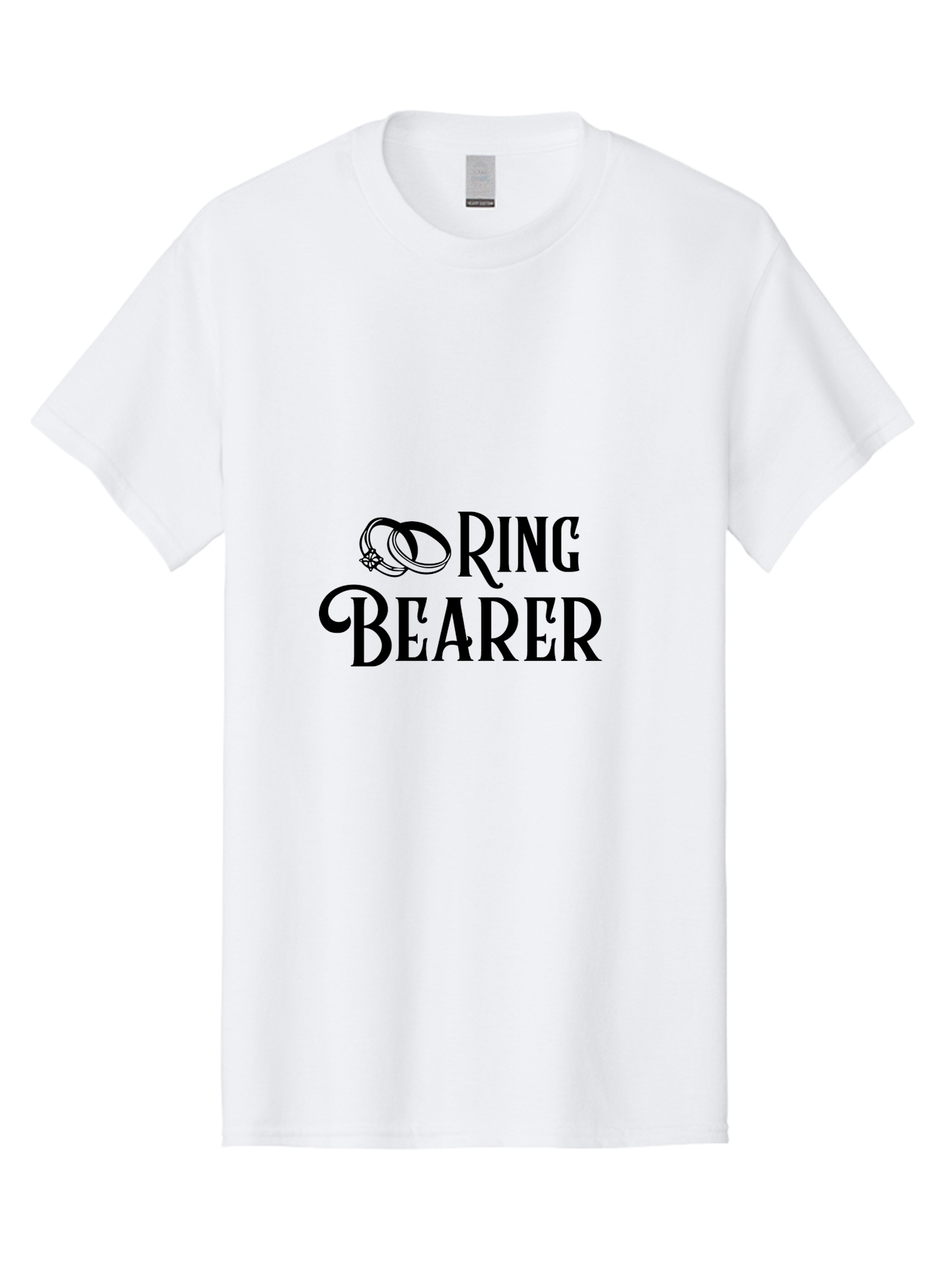 Ring-Bearer Men'S Graphic Tee, 100% Cotton, Comfortable Casual Summer Wear, Machine Washable, Lord Of The Rings Inspired Logo, Ring Bearer Text, Fantasy Font, Ornate Ring Design, Black Lettering, Elegant Typography, Wedding Signage, Aad126