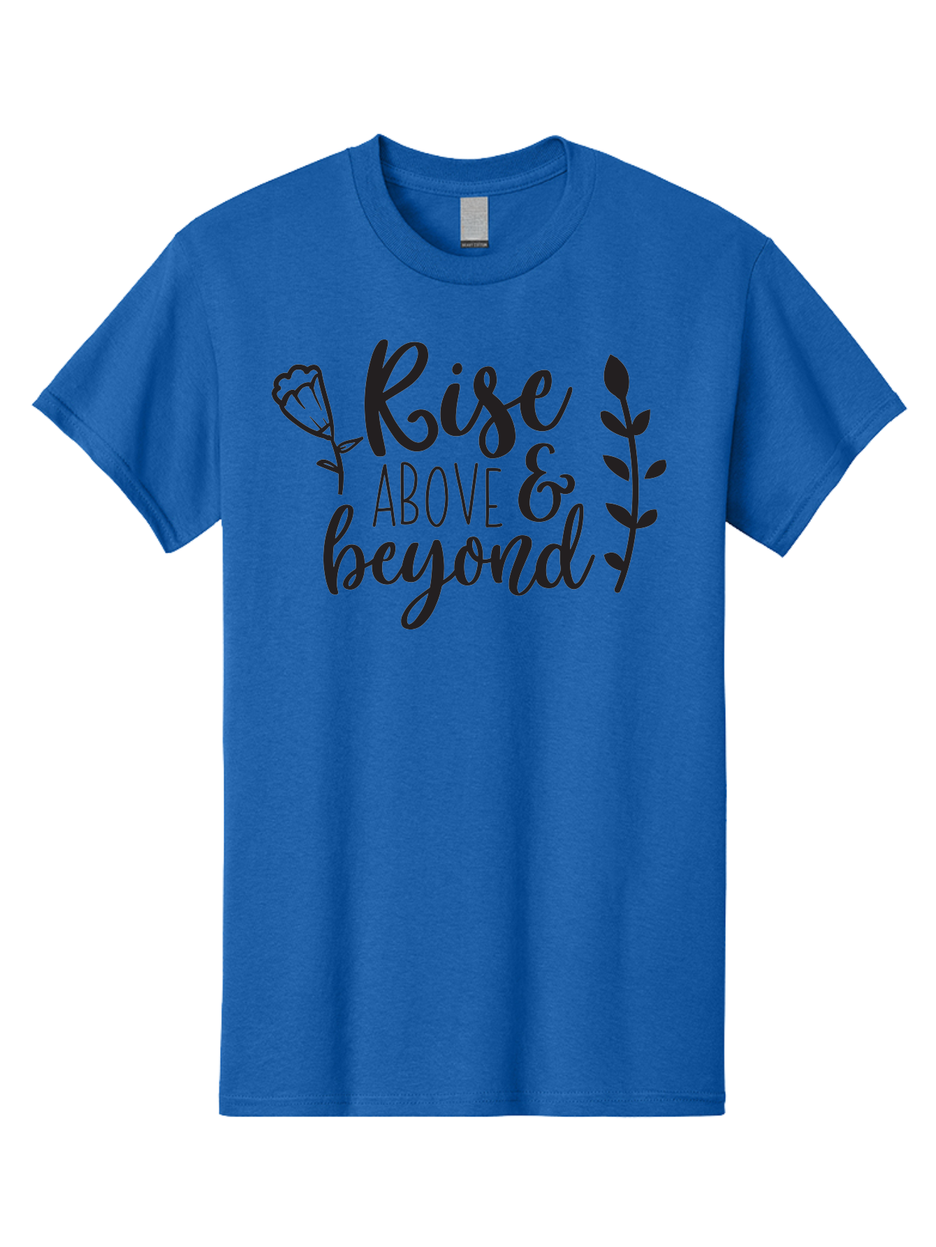 Rise-Above-Beyond Men'S Graphic Tee, 100% Cotton, Comfortable Casual Summer Wear, Machine Washable, Inspirational Quote, Motivational Phrase, Rise Above, Personal Growth, Self-Improvement, Floral Design, Leafy Elements, Uplifting Message, Aad128