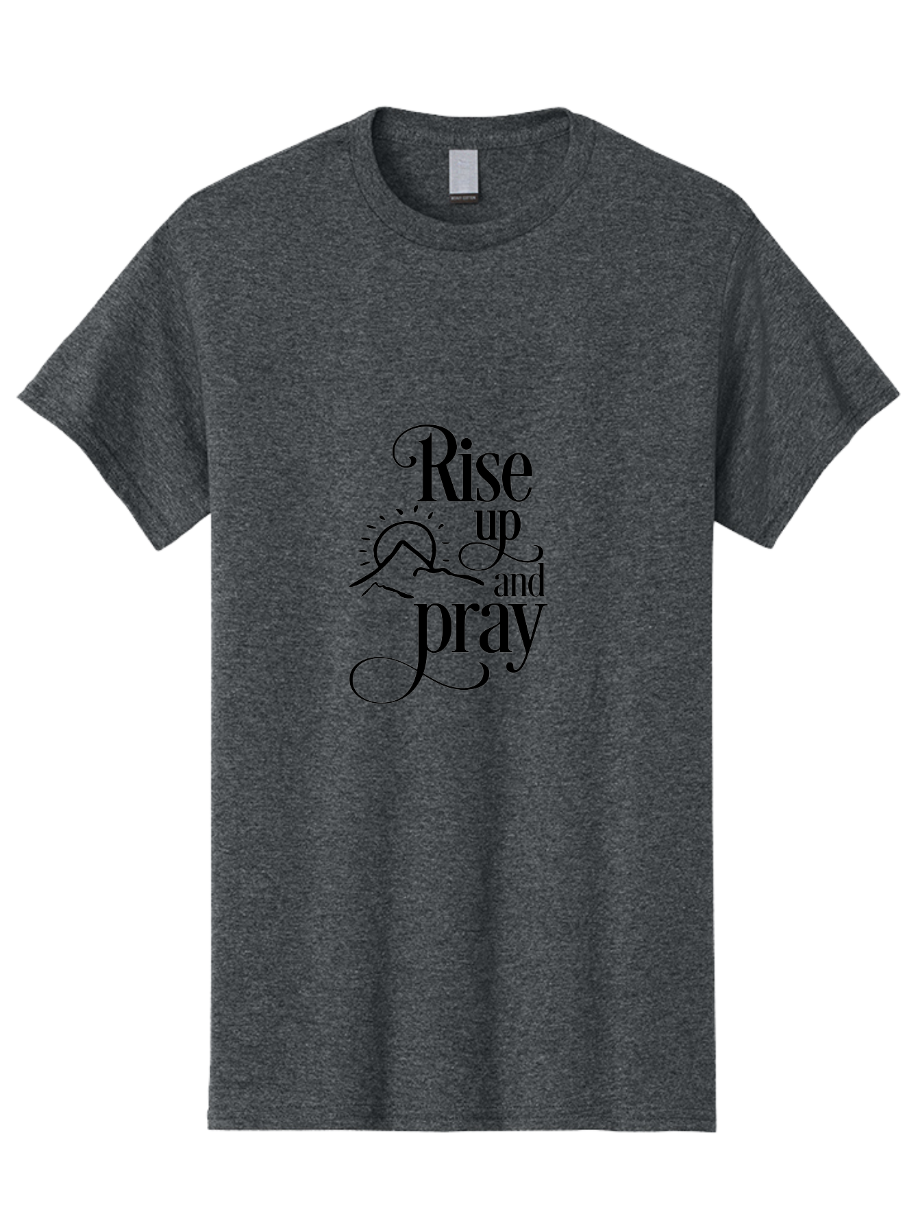 Rise-Up-And-Pray Men'S Graphic Tee, 100% Cotton, Comfortable Casual Summer Wear, Machine Washable, Inspirational Quote, Motivational Phrase, Rise Up And Pray, Morning Prayer, Sunrise, Mountains, Faith, Spirituality Aad130