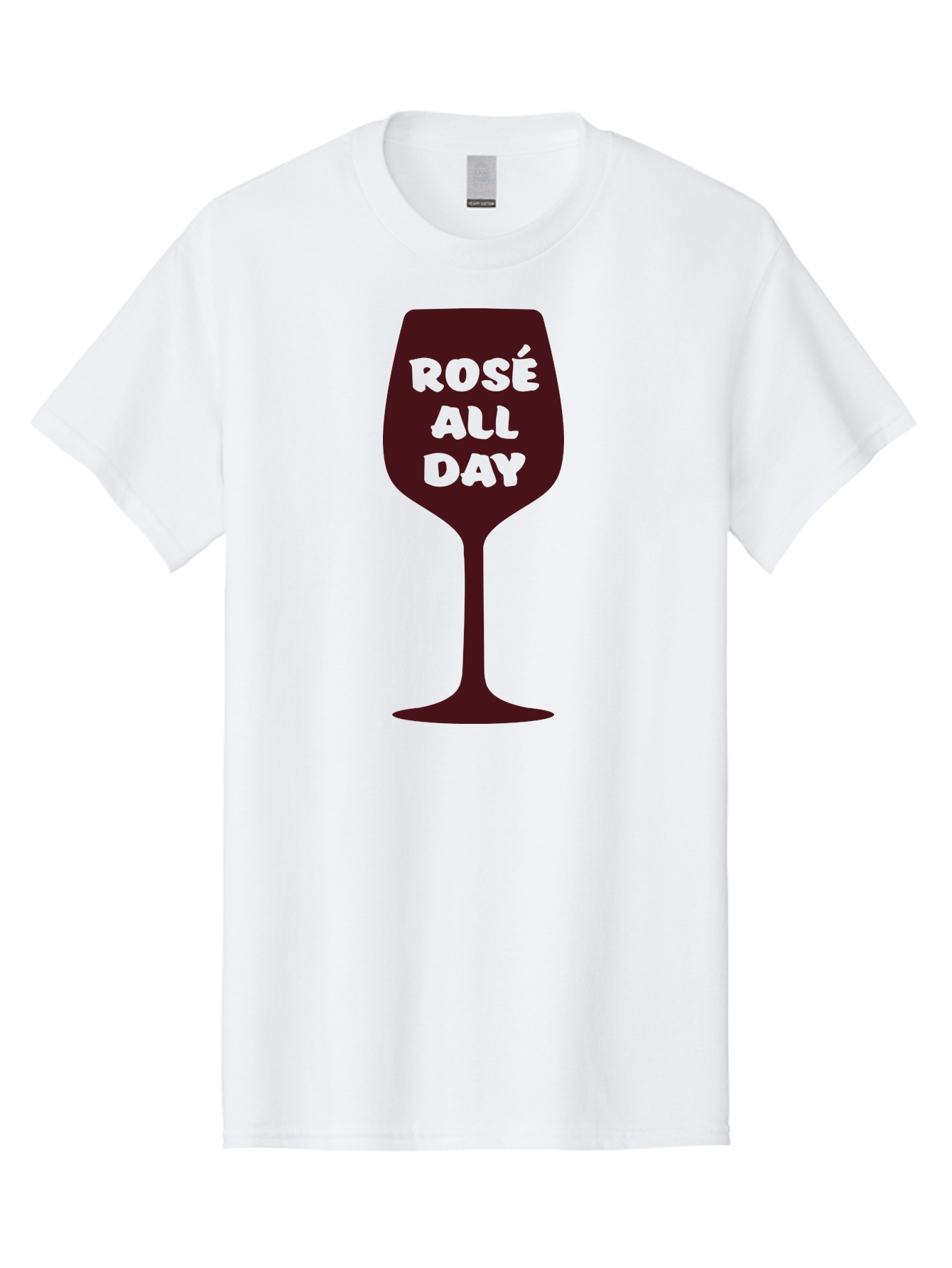 Rose-All-Day Men'S Graphic Tee, 100% Cotton, Comfortable Casual Summer Wear, Machine Washable, Wine Glass, Rose Wine, Rosé All Day, Wine Lover, Relaxed Atmosphere, Casual Drinking, Fun Phrase, Wine Culture Aad131