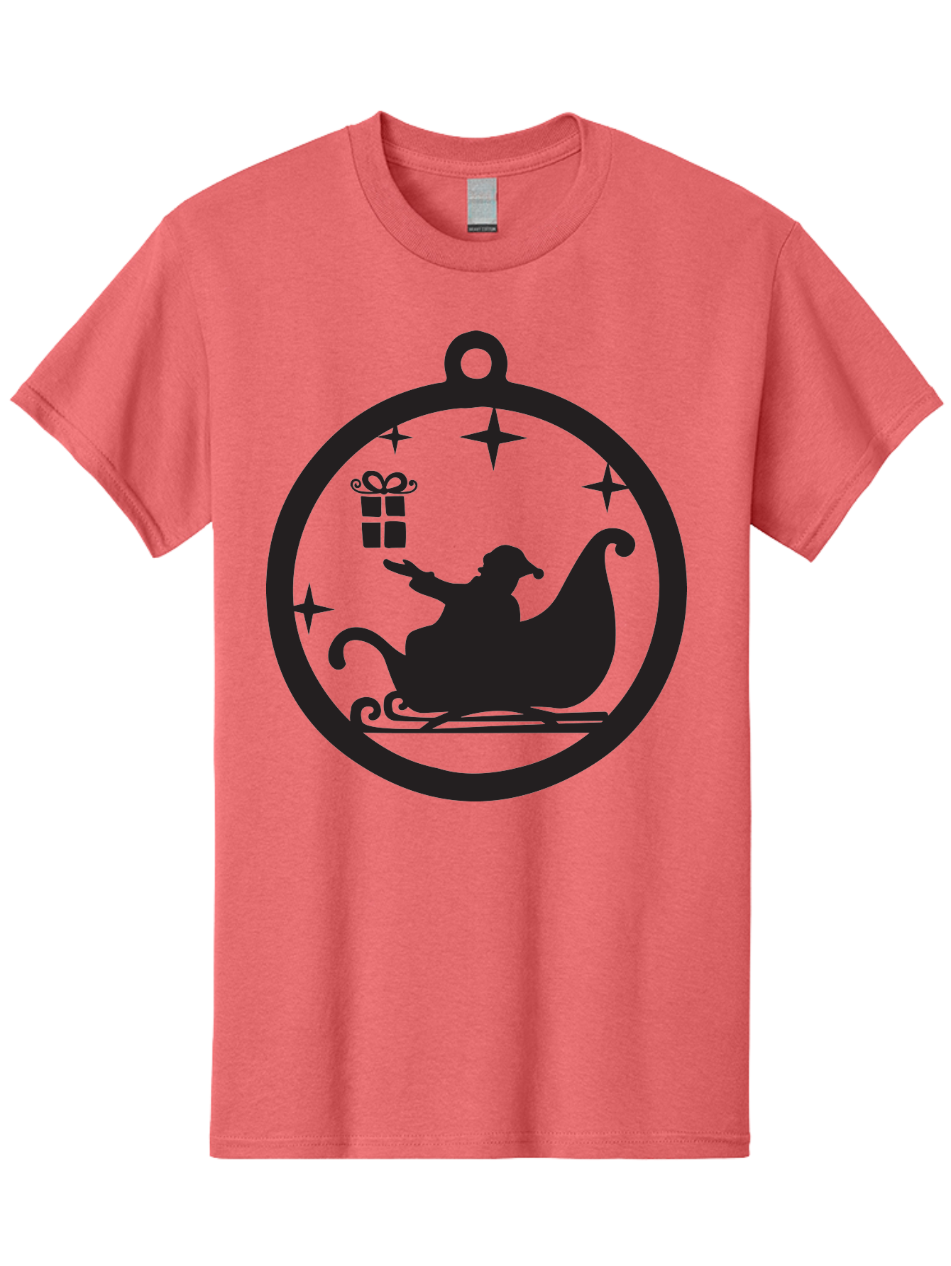 Santa-Sleigh-Ornament-1 Men'S Graphic Tee, 100% Cotton, Comfortable Casual Summer Wear, Machine Washable, Santa Claus, Christmas Gift, Sleigh Ride, Festive Holiday, Winter Wonderland, Gift Giving, Christmas Magic, Holiday Cheer Aad137