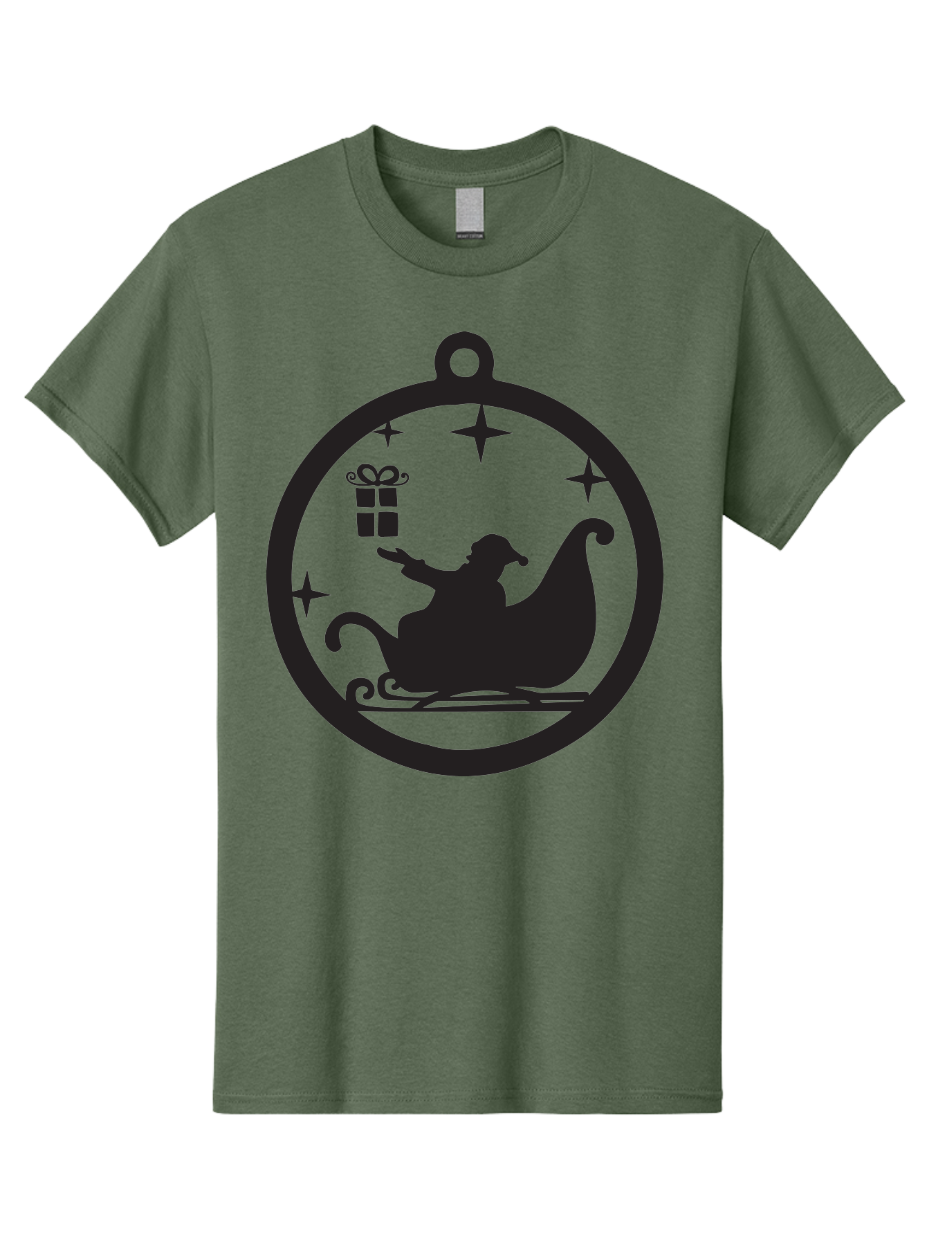 Santa-Sleigh-Ornament-1 Men'S Graphic Tee, 100% Cotton, Comfortable Casual Summer Wear, Machine Washable, Santa Claus, Christmas Gift, Sleigh Ride, Festive Holiday, Winter Wonderland, Gift Giving, Christmas Magic, Holiday Cheer Aad137