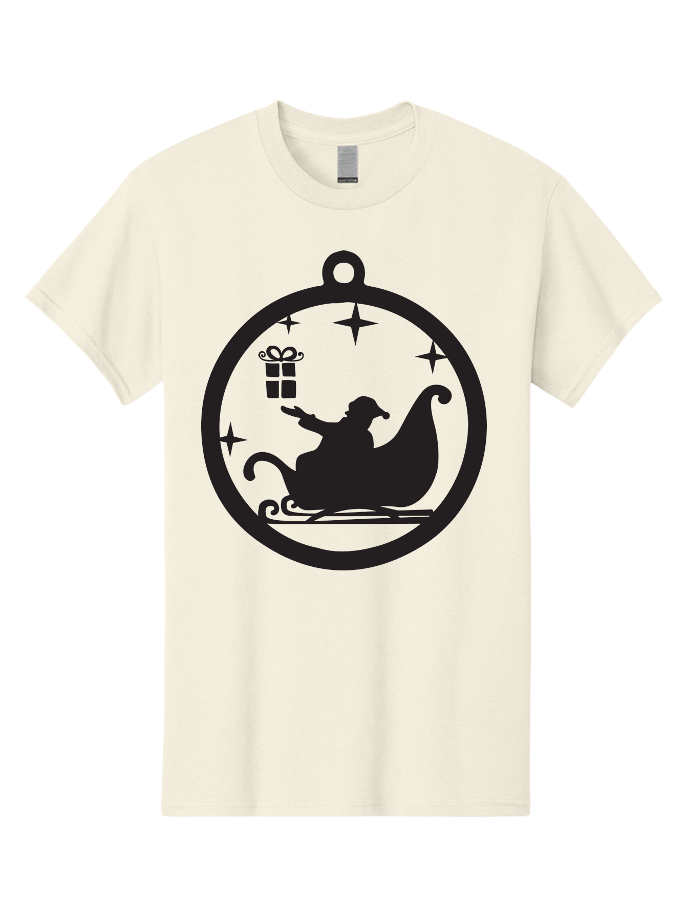 Santa-Sleigh-Ornament-1 Men'S Graphic Tee, 100% Cotton, Comfortable Casual Summer Wear, Machine Washable, Santa Claus, Christmas Gift, Sleigh Ride, Festive Holiday, Winter Wonderland, Gift Giving, Christmas Magic, Holiday Cheer Aad137