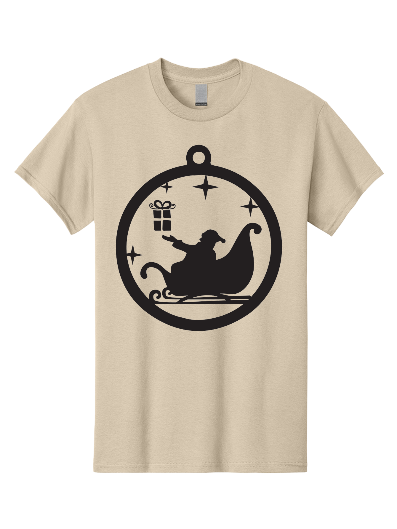 Santa-Sleigh-Ornament-1 Men'S Graphic Tee, 100% Cotton, Comfortable Casual Summer Wear, Machine Washable, Santa Claus, Christmas Gift, Sleigh Ride, Festive Holiday, Winter Wonderland, Gift Giving, Christmas Magic, Holiday Cheer Aad137