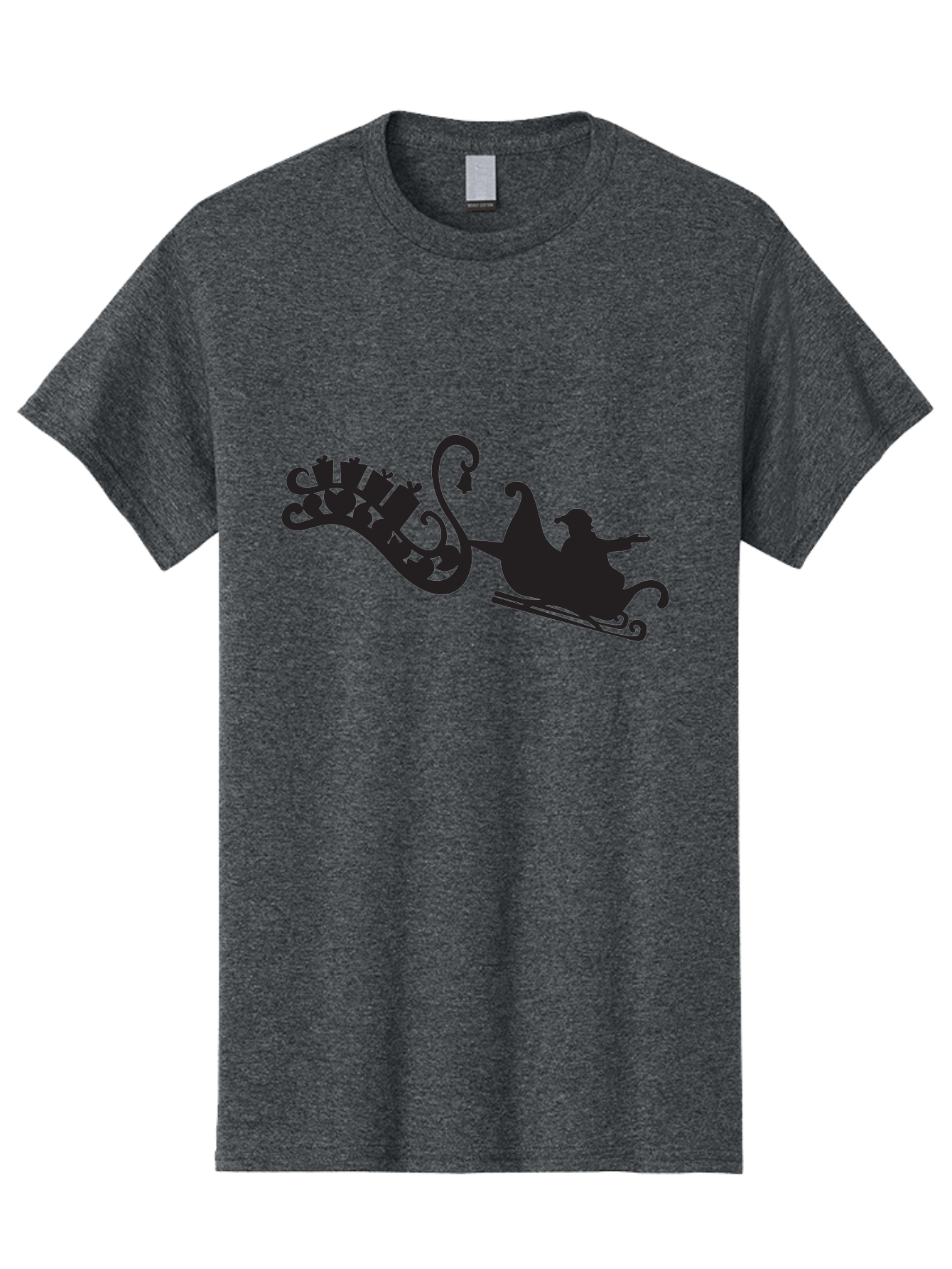 Santa-Sleigh Men'S Graphic Tee, 100% Cotton, Comfortable Casual Summer Wear, Machine Washable, Sleigh Silhouette, Santa Claus, Christmas Gifts, Festive Season, Holiday Cheer, Winter Wonderland, Jolly Old Elf, Gift Giving, Christmas Magic, Aad140