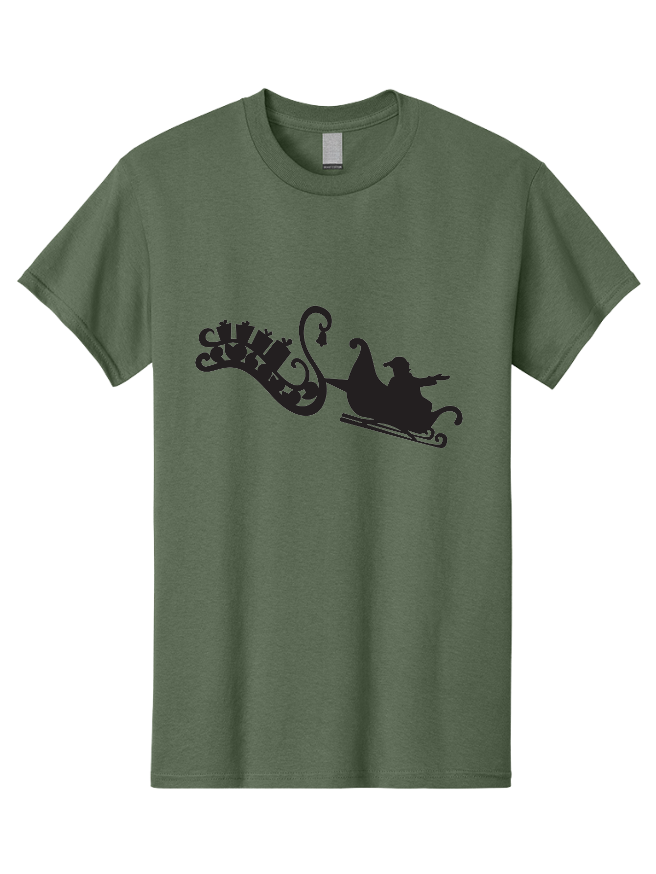 Santa-Sleigh Men'S Graphic Tee, 100% Cotton, Comfortable Casual Summer Wear, Machine Washable, Sleigh Silhouette, Santa Claus, Christmas Gifts, Festive Season, Holiday Cheer, Winter Wonderland, Jolly Old Elf, Gift Giving, Christmas Magic, Aad140