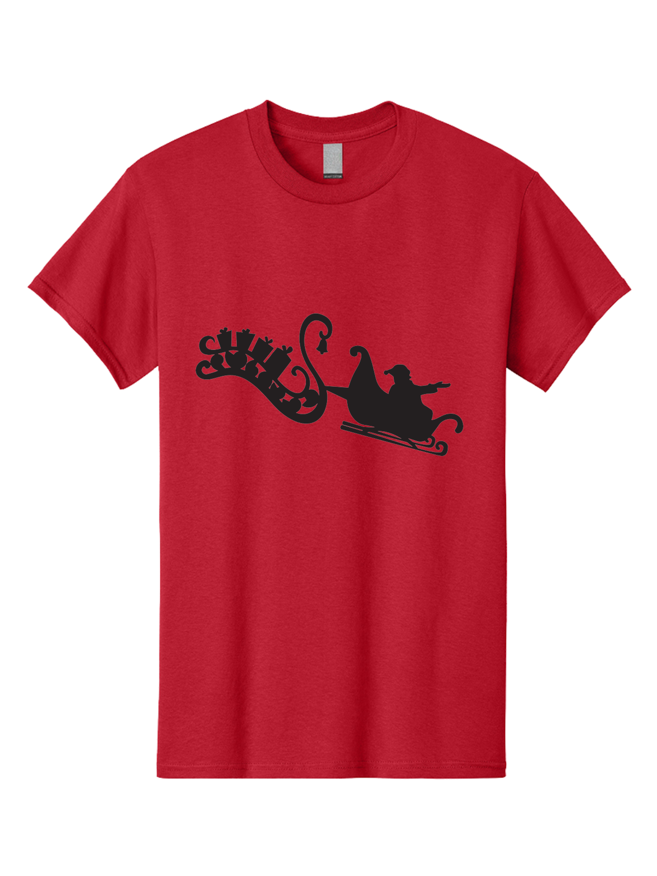 Santa-Sleigh Men'S Graphic Tee, 100% Cotton, Comfortable Casual Summer Wear, Machine Washable, Sleigh Silhouette, Santa Claus, Christmas Gifts, Festive Season, Holiday Cheer, Winter Wonderland, Jolly Old Elf, Gift Giving, Christmas Magic, Aad140
