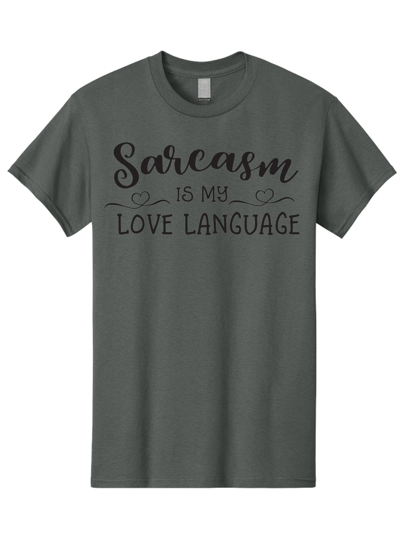 Sarcasm-Is-My-Love-Language Men'S Graphic Tee, 100% Cotton, Comfortable Casual Summer Wear, Machine Washable, Sarcasm, Love Language, Funny Quote, Humorous Phrase, Witty Saying, Heartwarming Text, Cute Design, Quirky Expression, Aad141